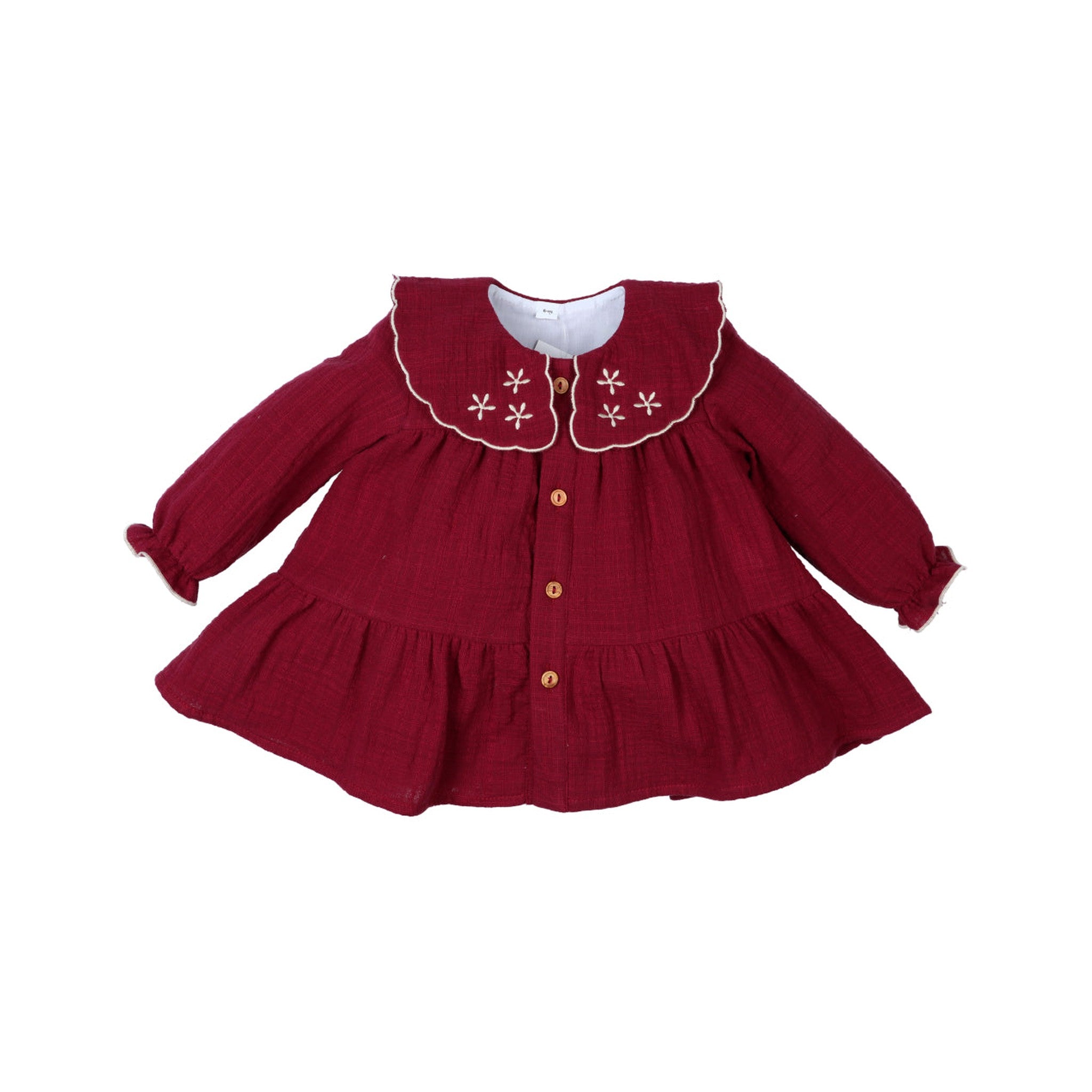 Solid Dress Embroidered Flowers - Baby