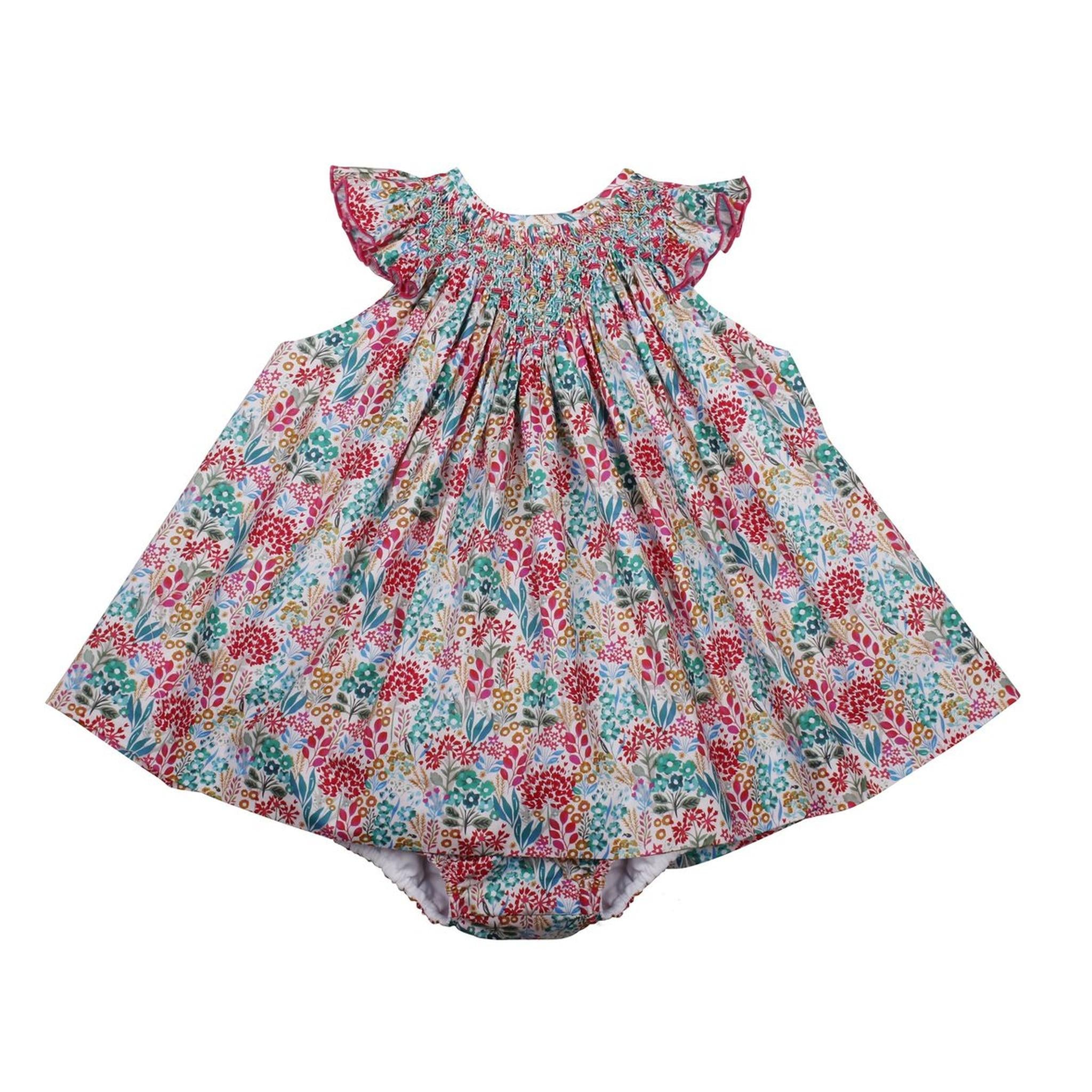 Turquoise Flowers Hand Smocked Jesusito
