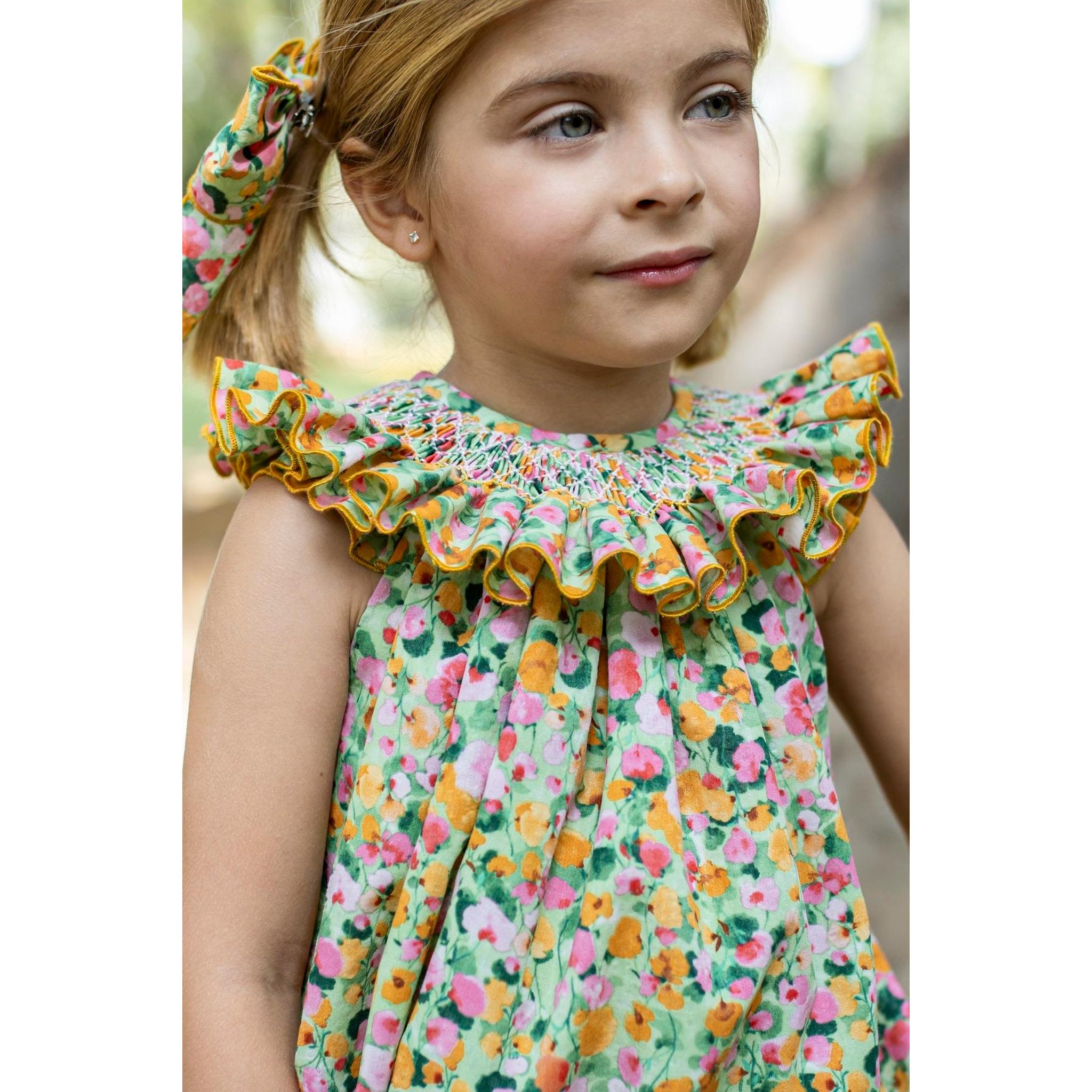 Green Acuarela Hand Smocked Jesusito