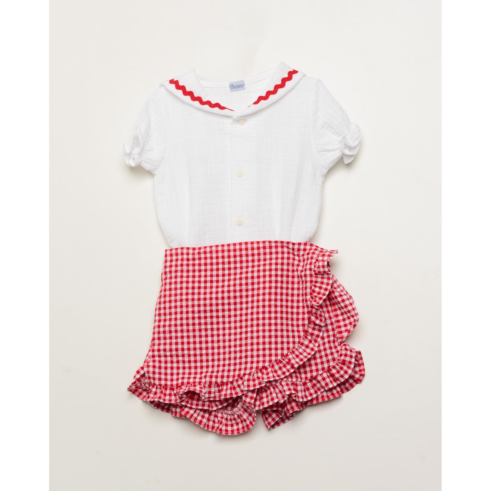 Red Vichy Skort Set