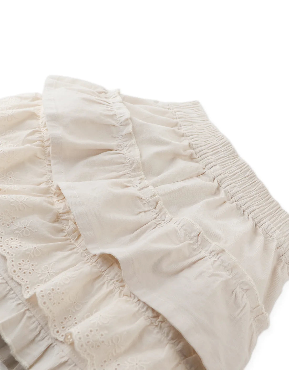 VERENA TIERED RUFFLED SHORTS WITH LACE TRIM SET