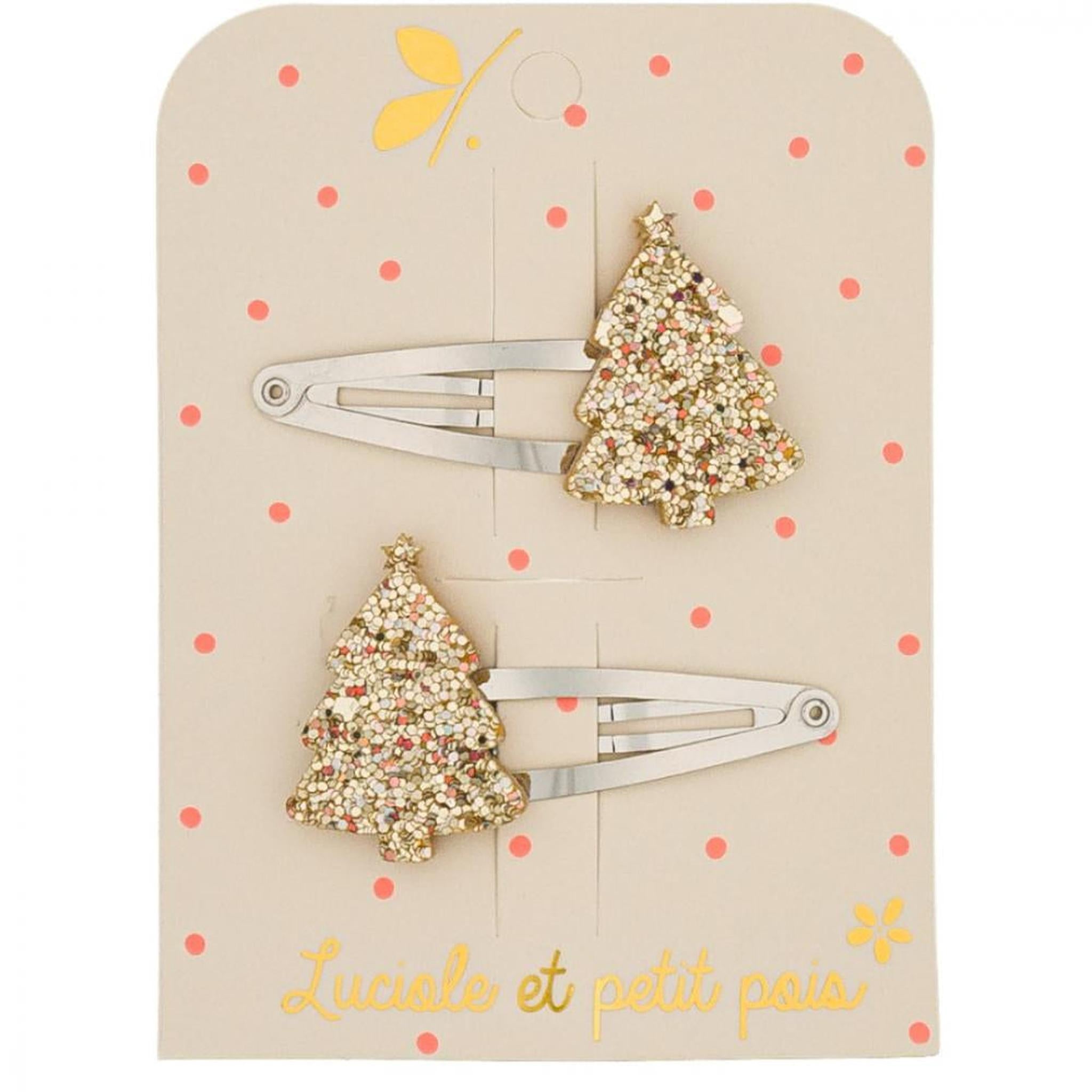 Xmas tree hair clips - Gold (pair)