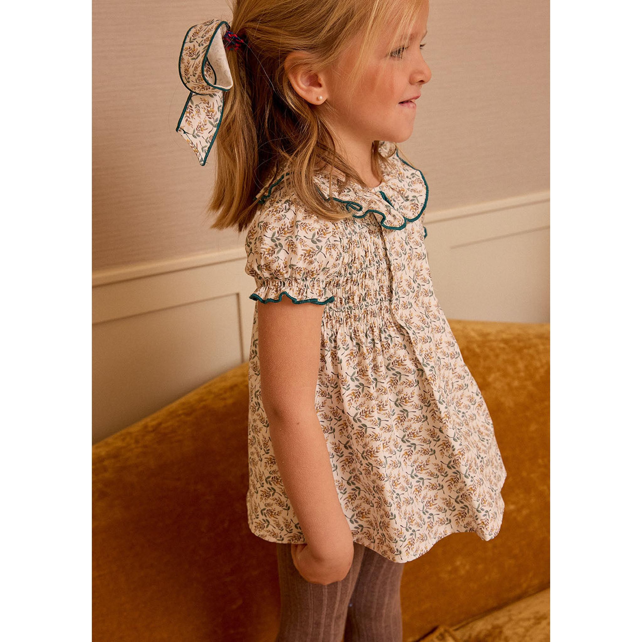 Vestido Tablon delantero Flor Mostaza