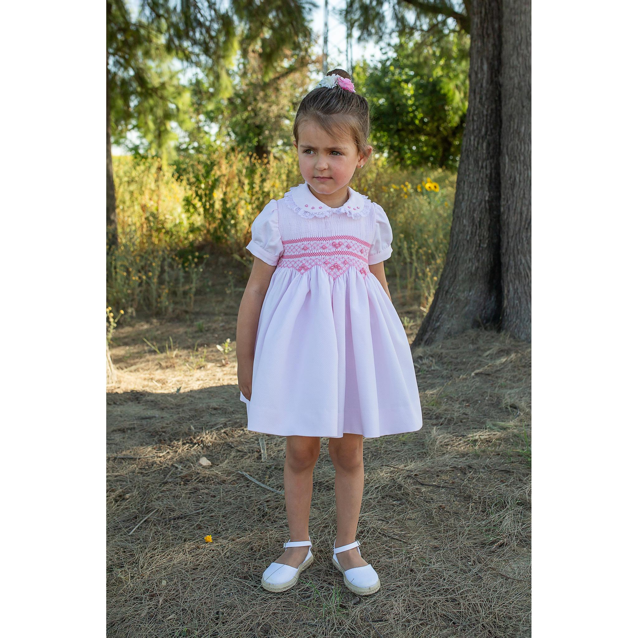 Pink Pique Smock Dress