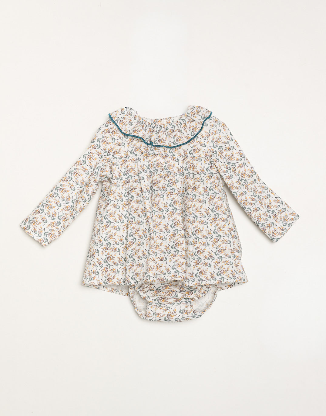 Vestido Canesu Doble Flor Mostaza