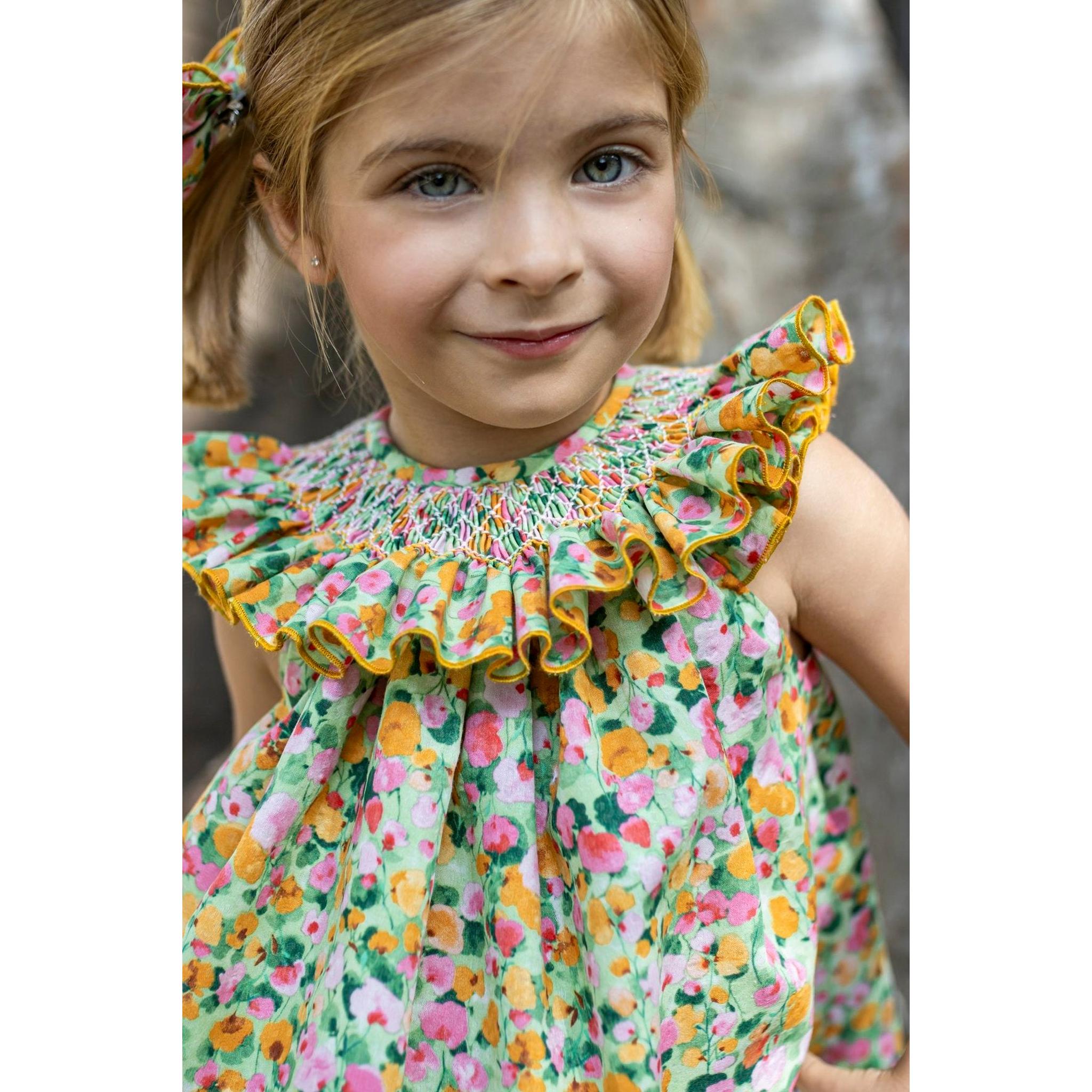 Green Acuarela Hand Smocked Jesusito