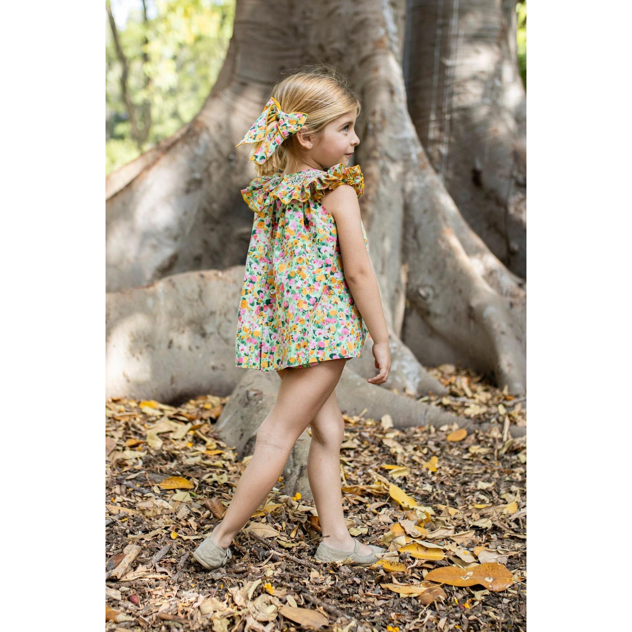 Green Acuarela Hand Smocked Jesusito