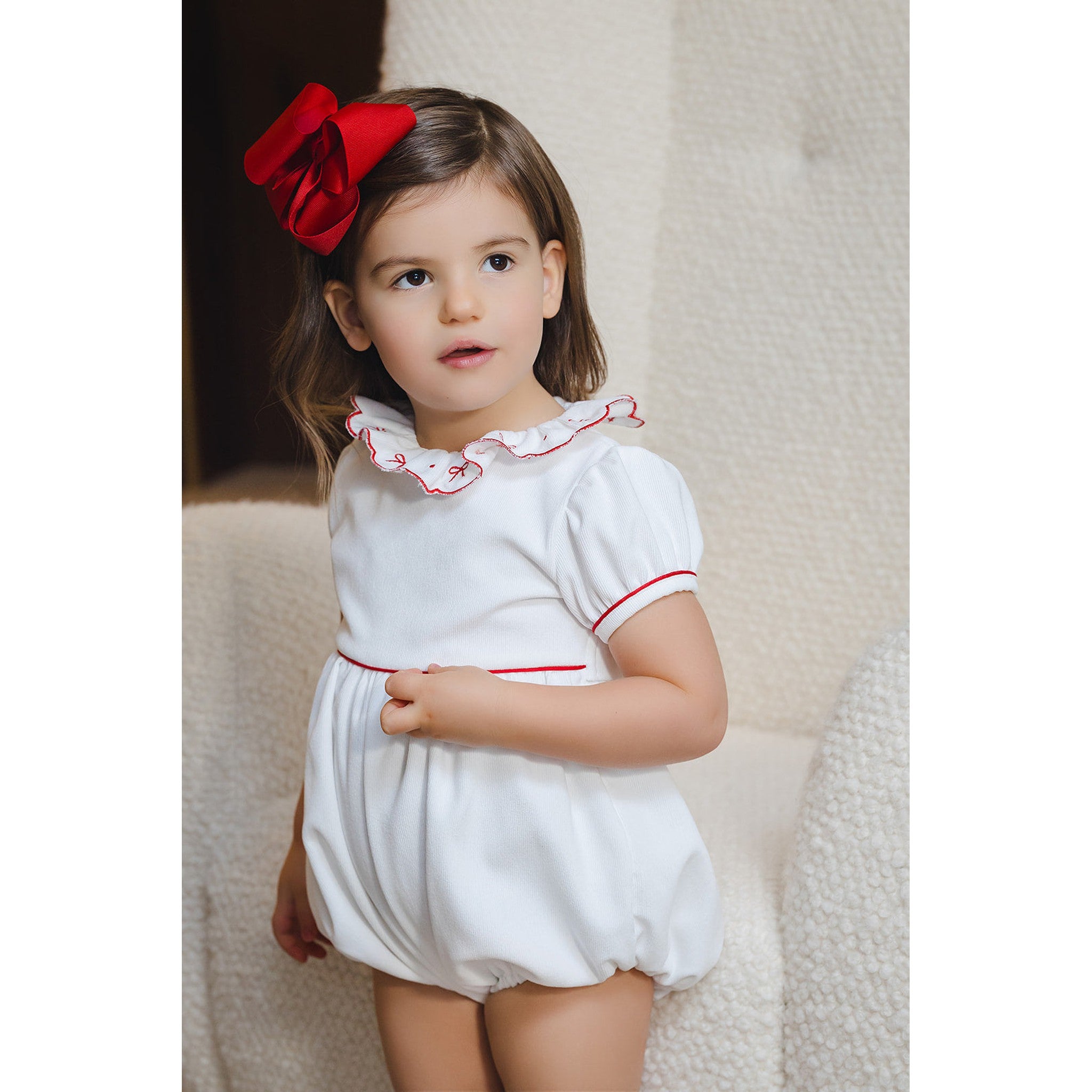 White Christmas Corduroy Romper