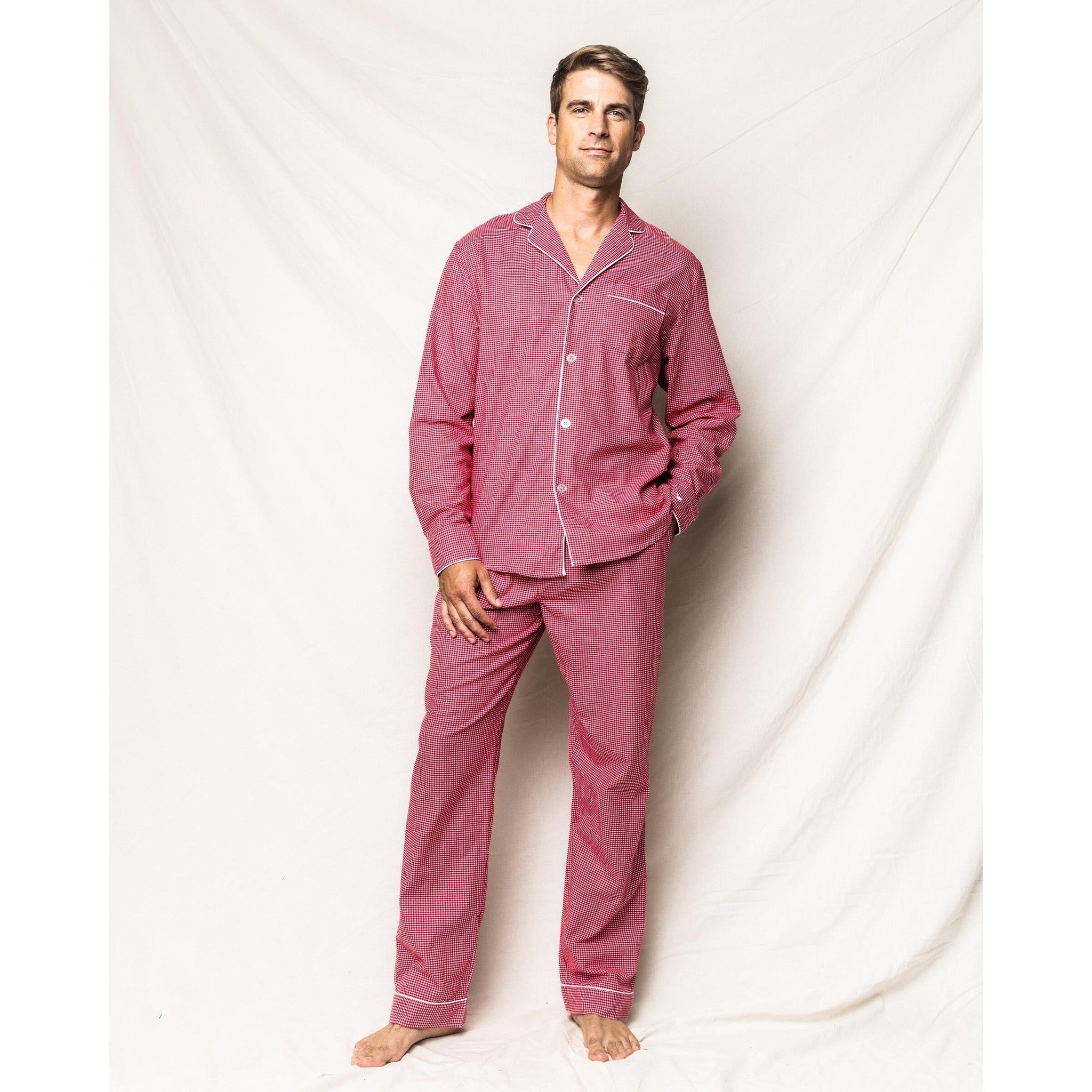 Men's Red Mini Gingham Pajama Set