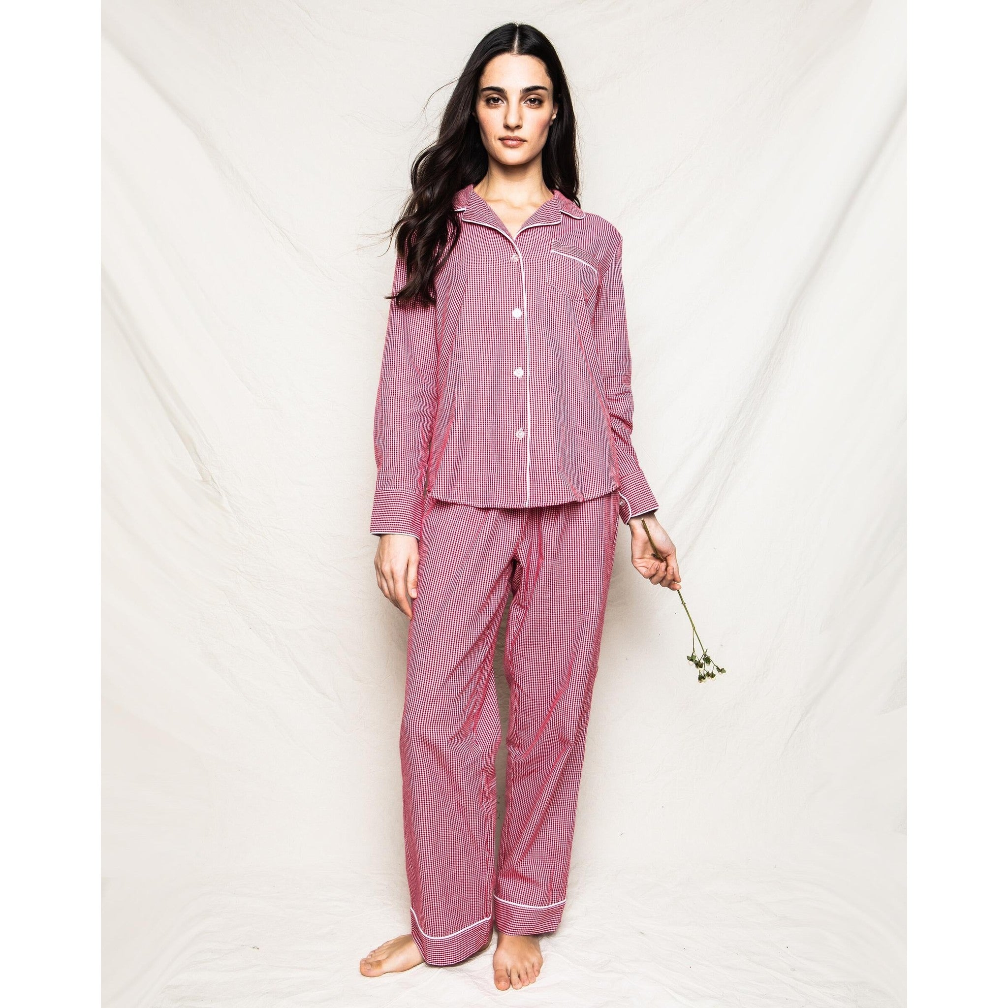 Women's Red Mini Gingham Pajama Set