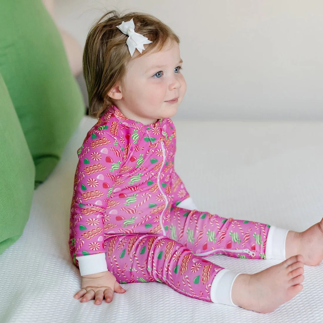 PRE ORDER Parker Girls' Zipper Pajama - Christmas Candy Pink