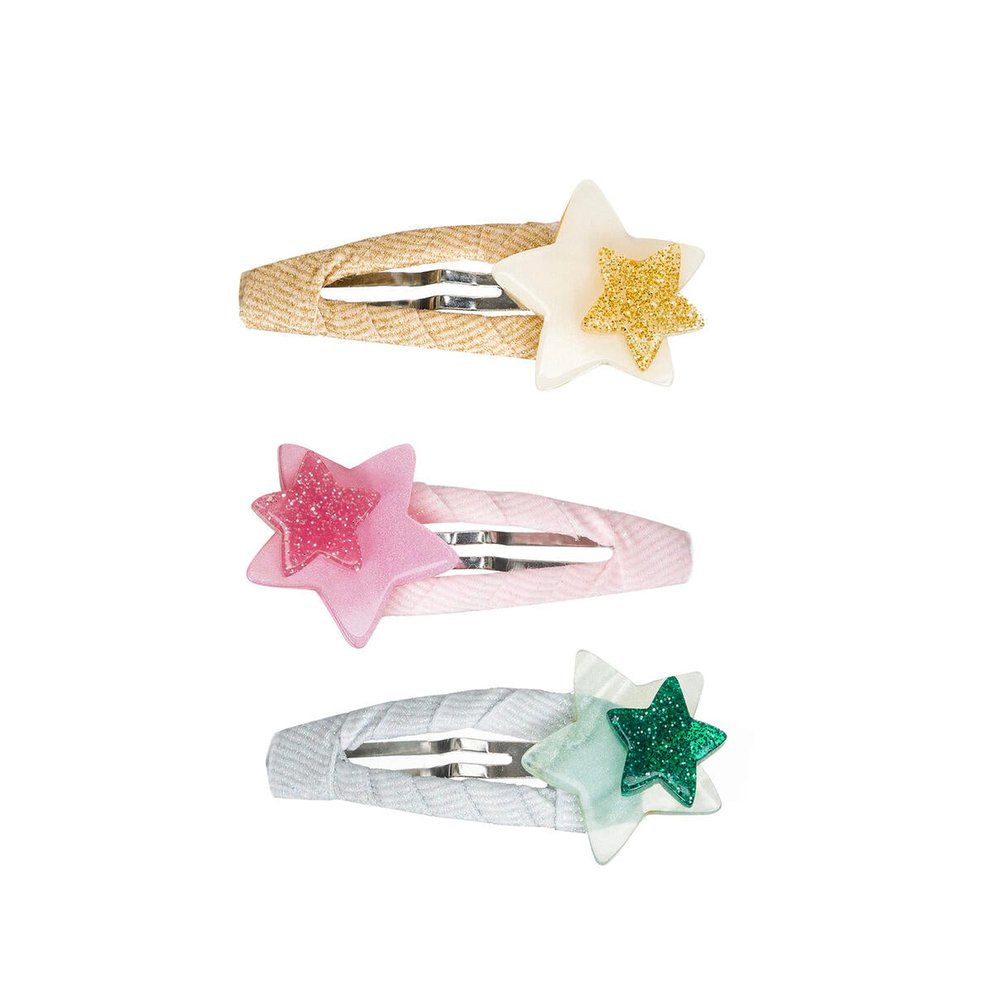 Stars Double Mint Pink Gold Snap Clips