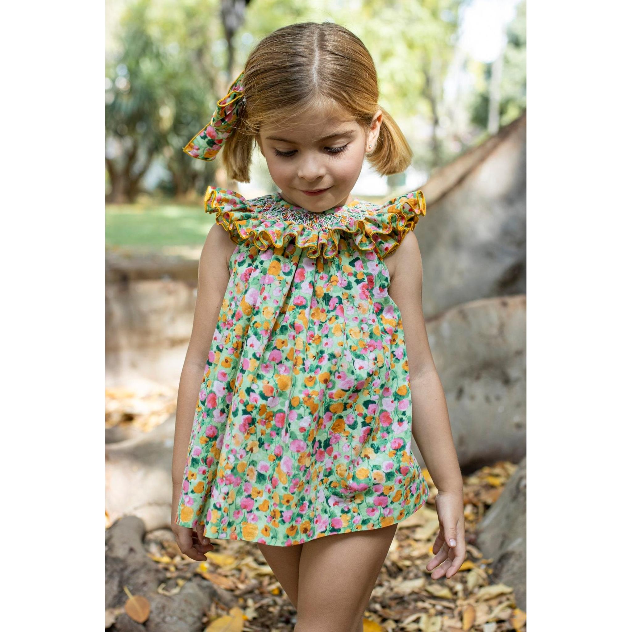 Green Acuarela Hand Smocked Jesusito