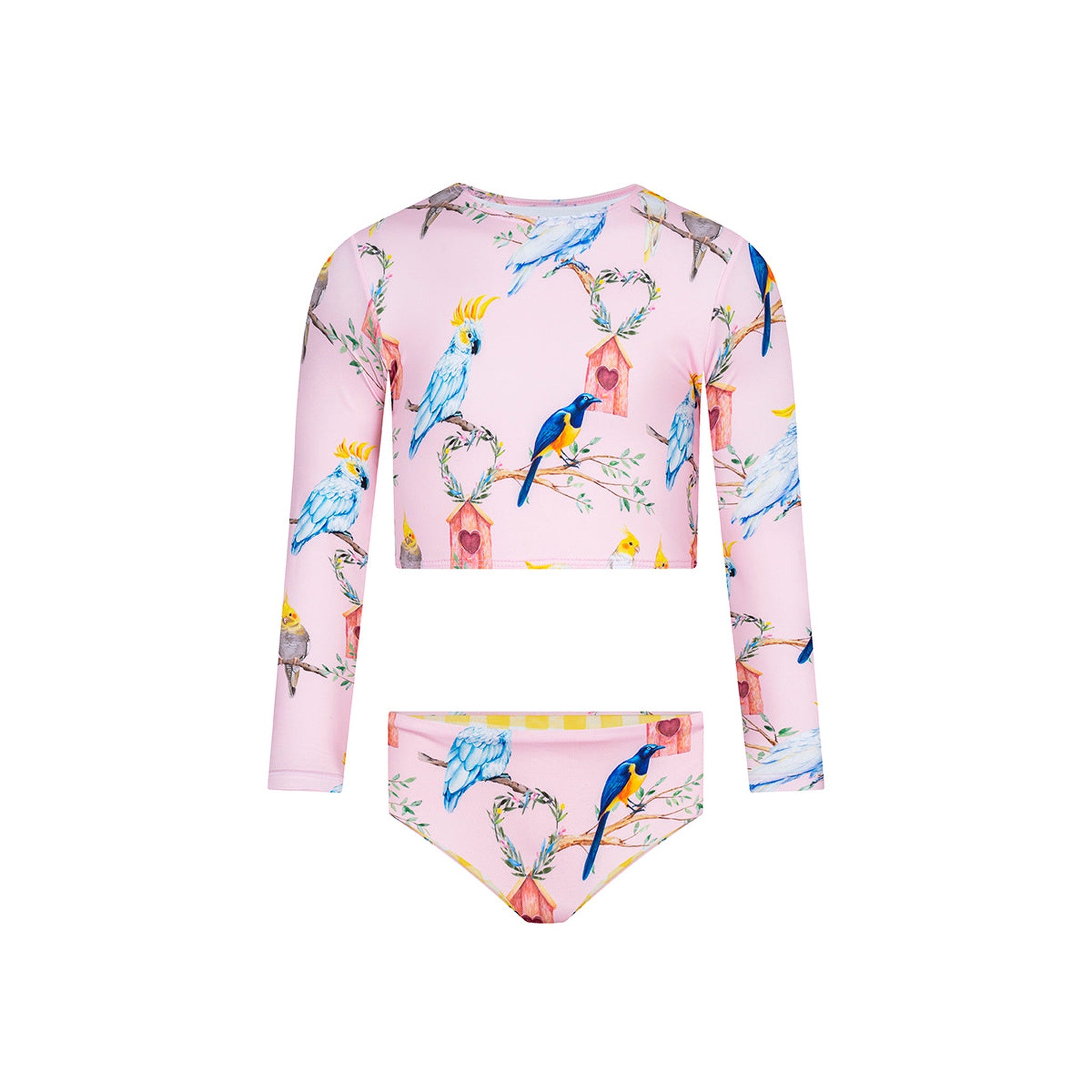 COCKATOO IN PINK CROP TOP BIKINI WITH REVERSIBLE BOTTOM