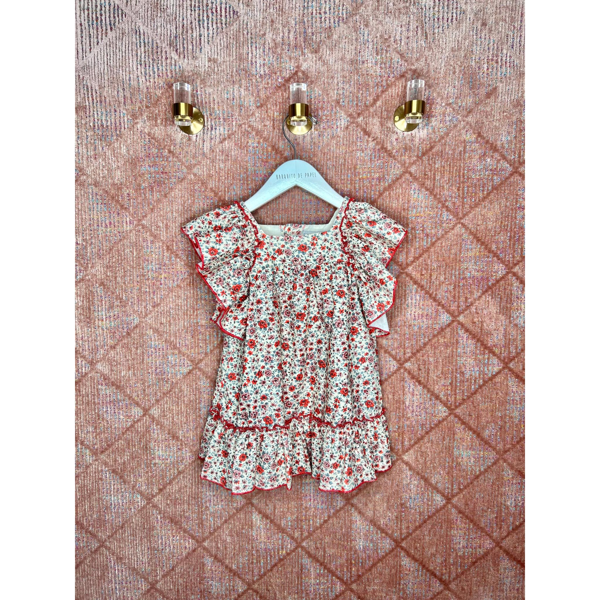 Vestido Manga Volante Rojo