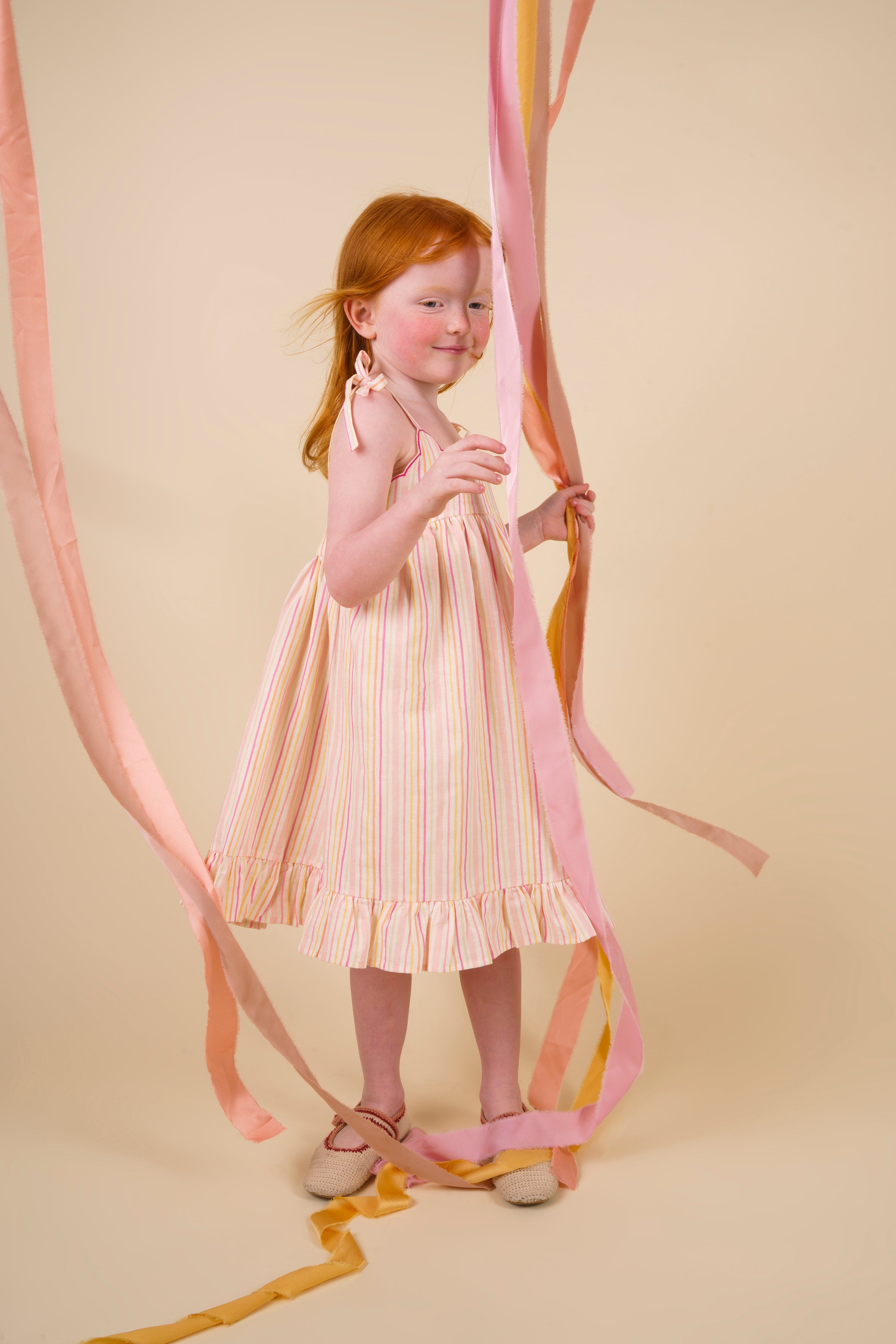 Alena dress - PINK STIPES PRINT