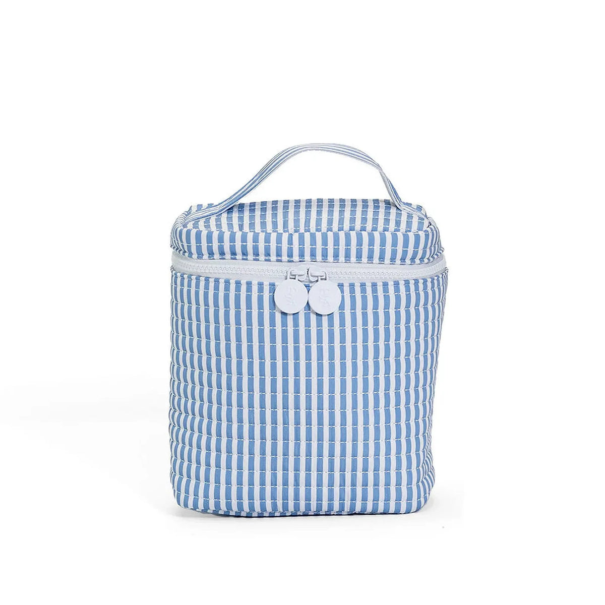 QUILTED GO GO LUNCH INSULATED BAG - PIMLICO STRIPE CHAMBRAY