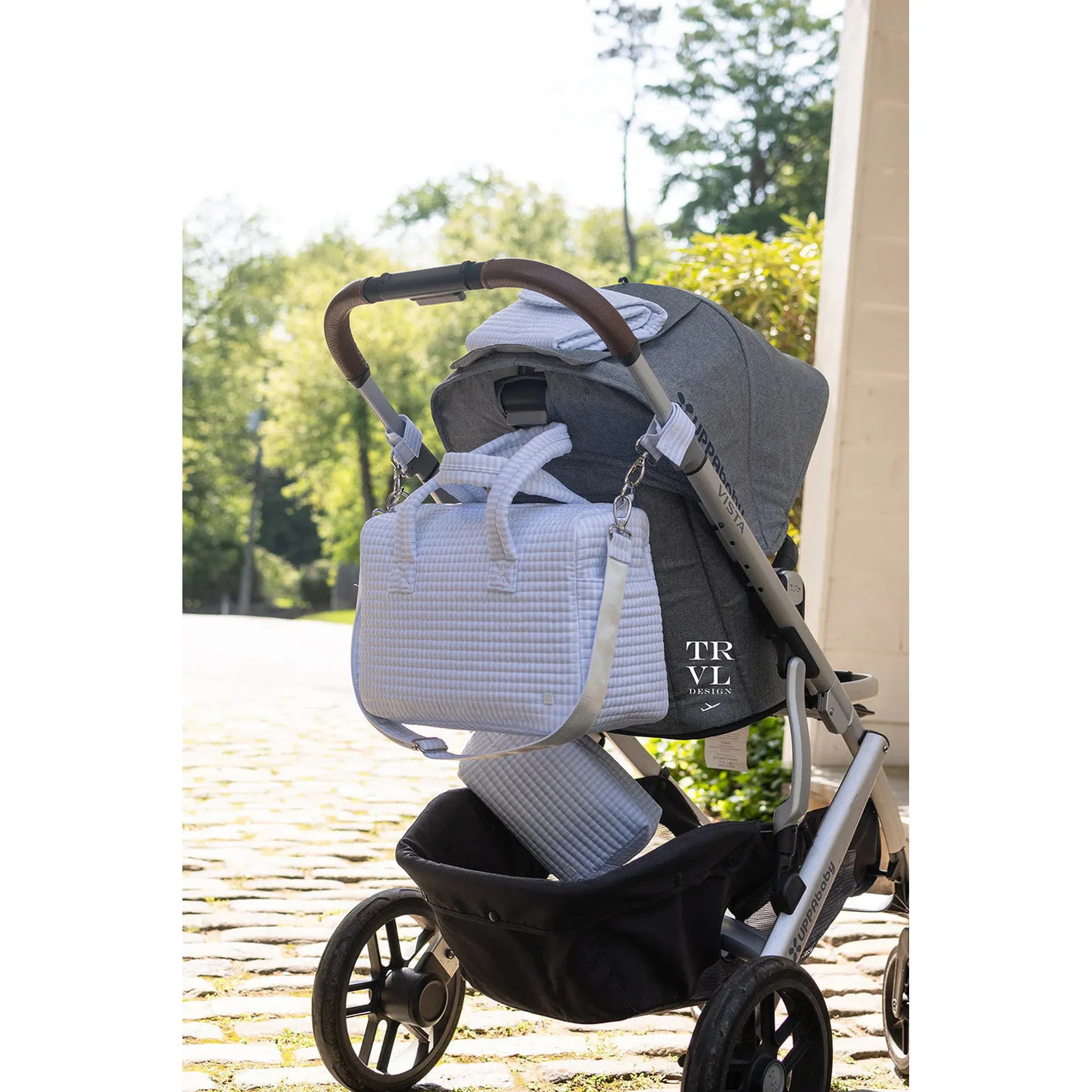 Quilted Stroller Bag - Pimlico Stripe Blue