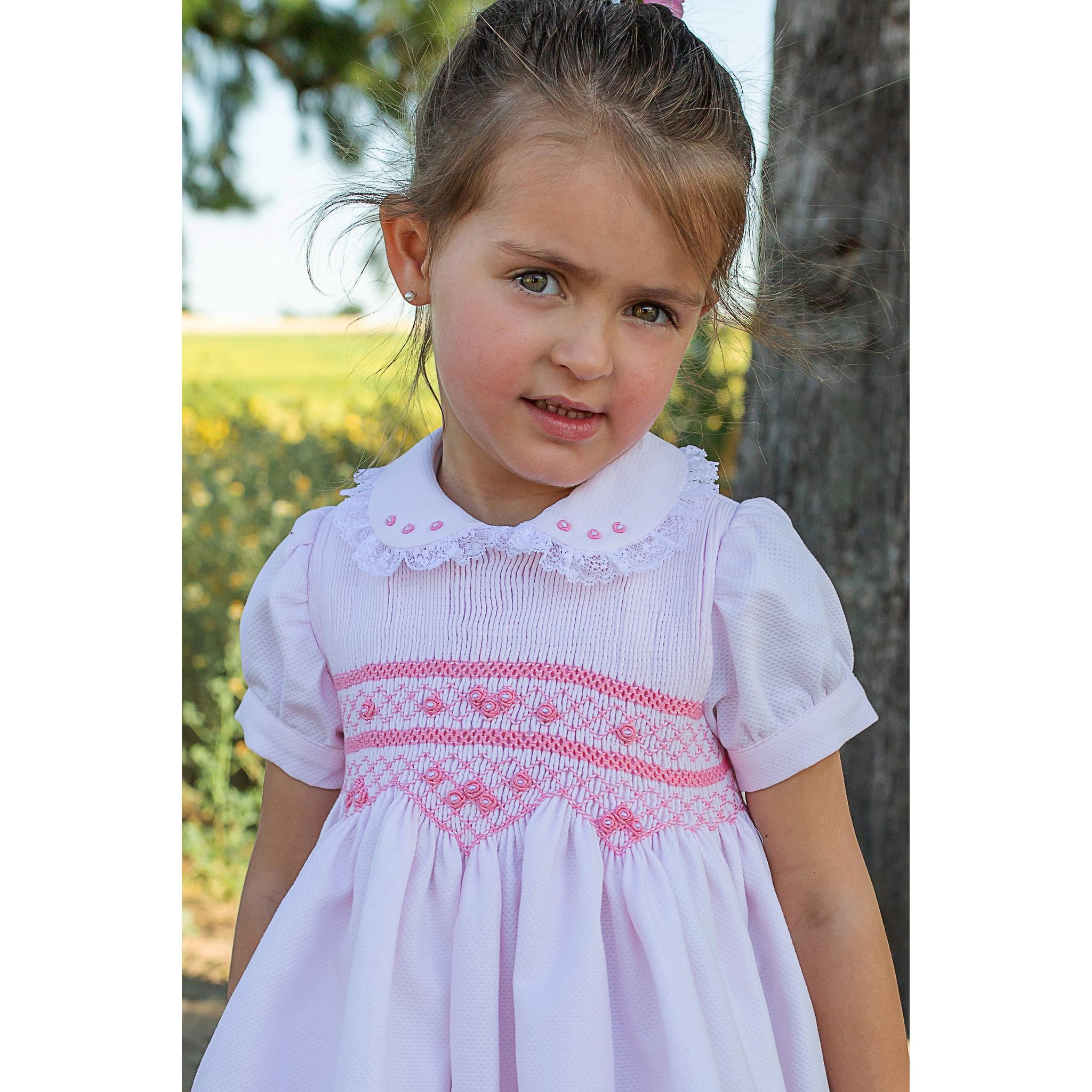 Pink Pique Smock Dress