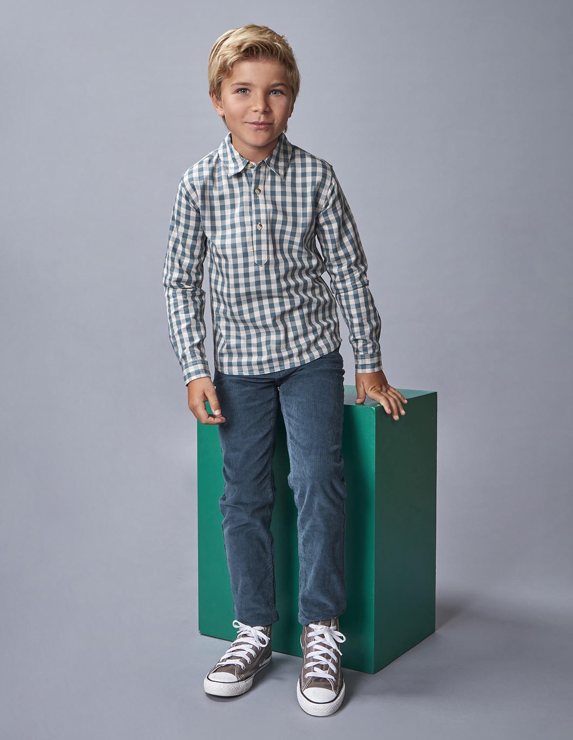 Camisa cuadros tapeta corta verde