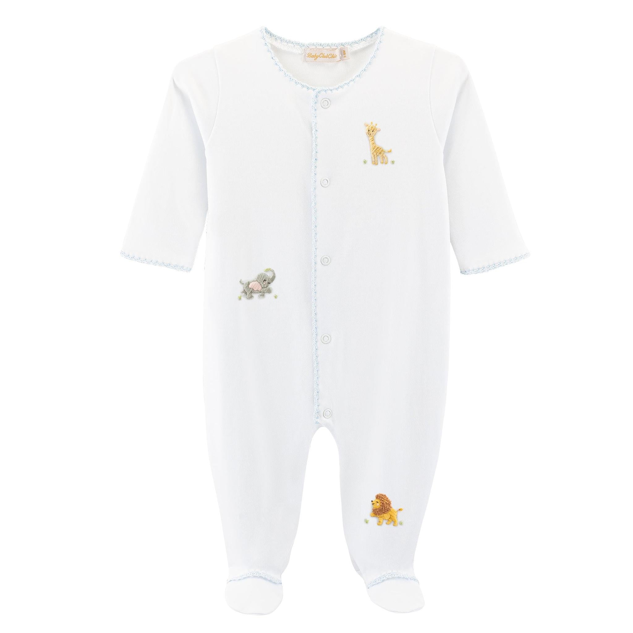 safari adventure footie w/crochet trim