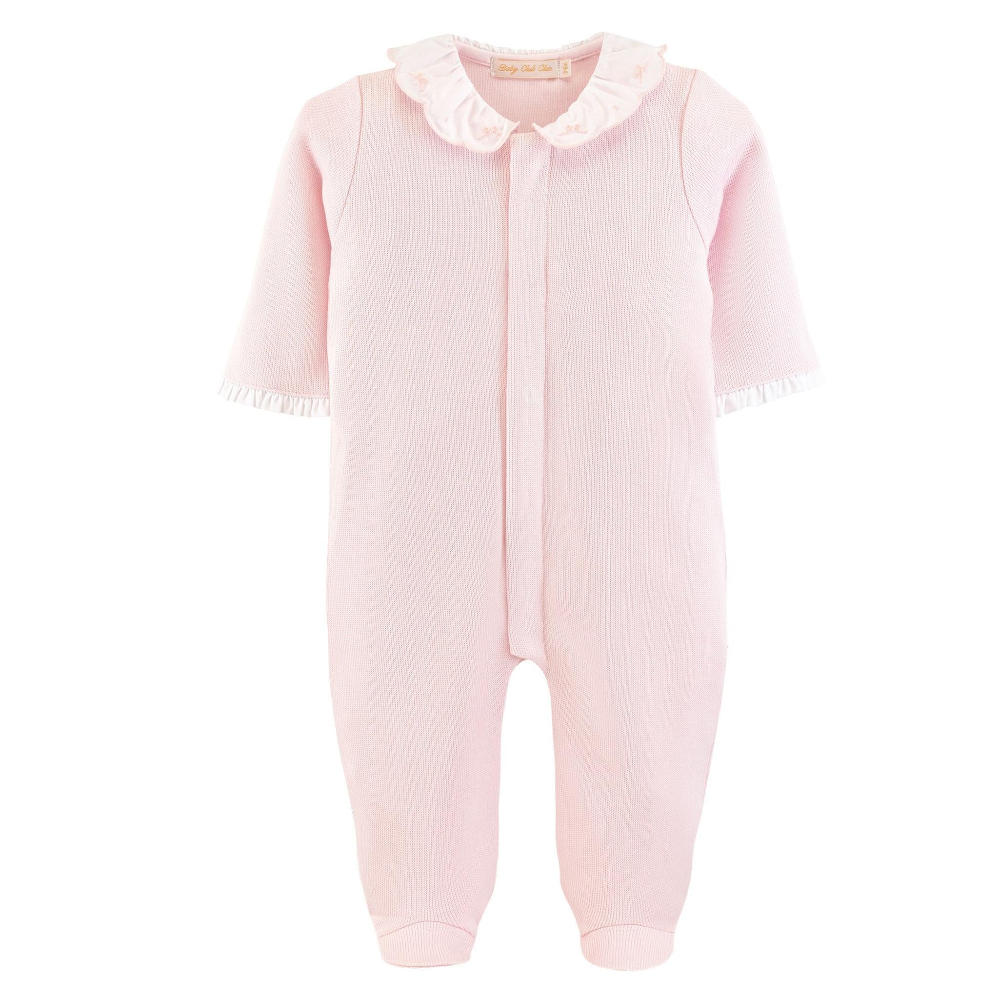 english knot footie w/embroidered collar