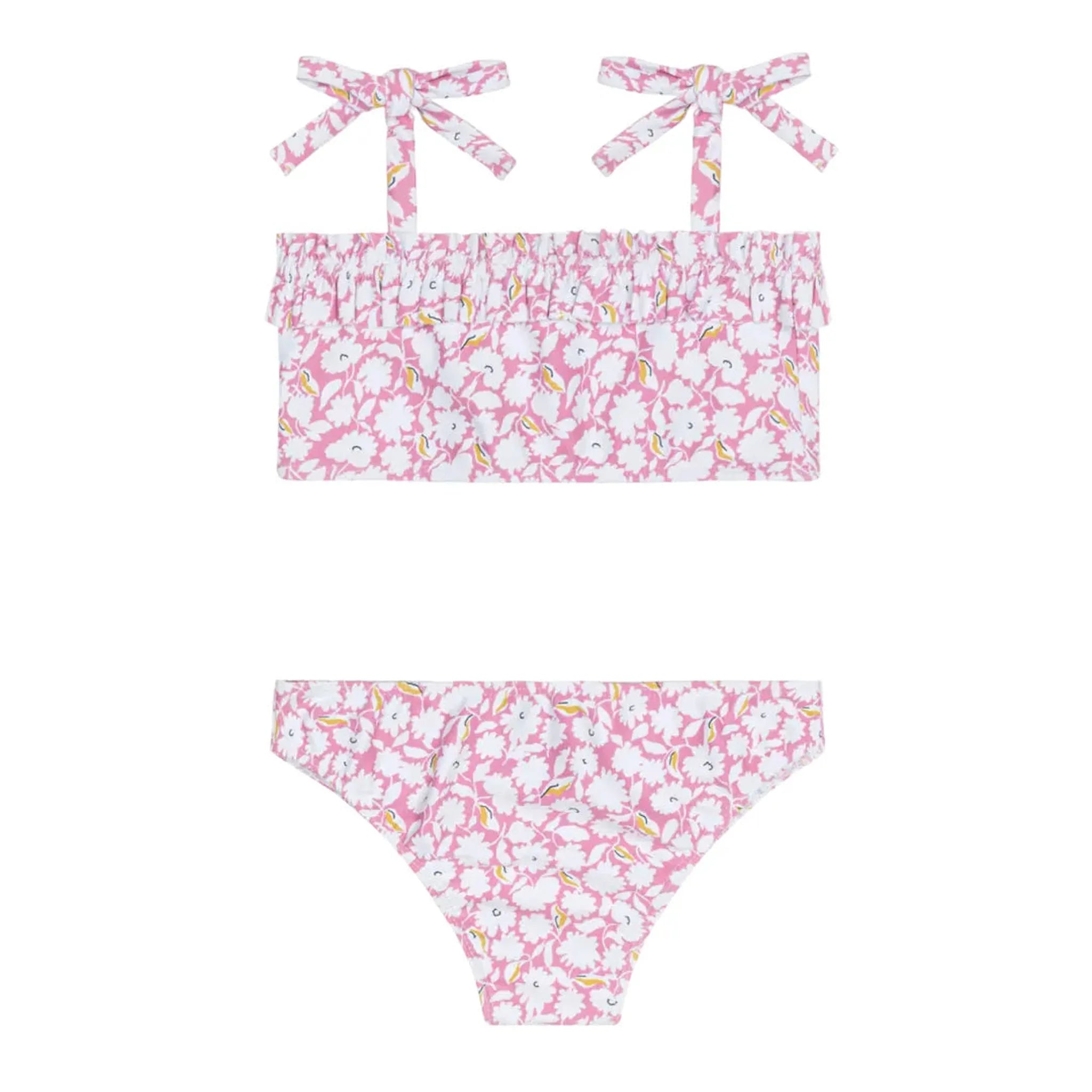 girls blush bloom ruffle bandeau bikini with tie straps