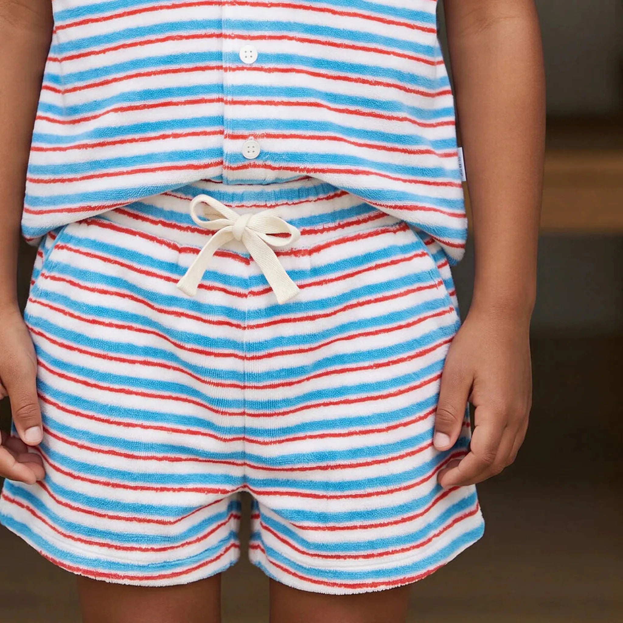 boys cerulean blue french terry short set
