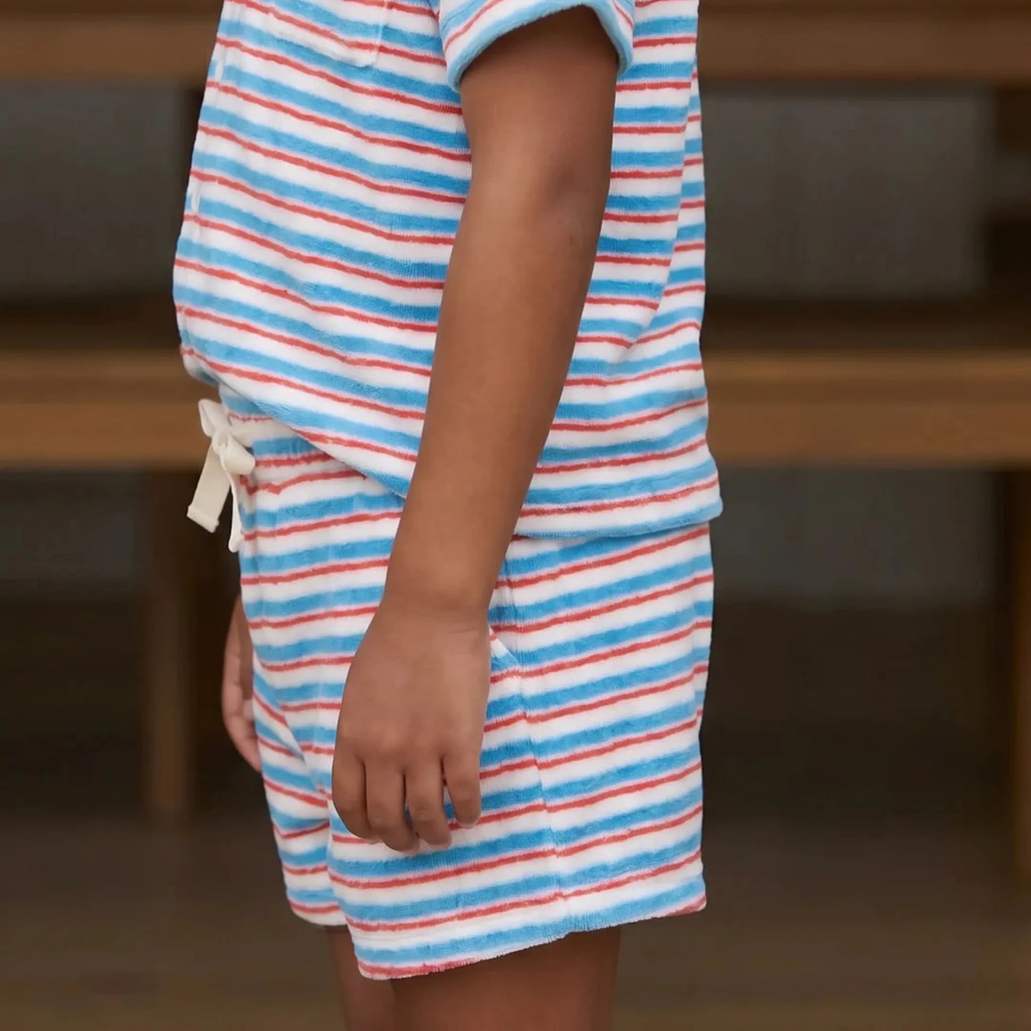 boys cerulean blue french terry short set