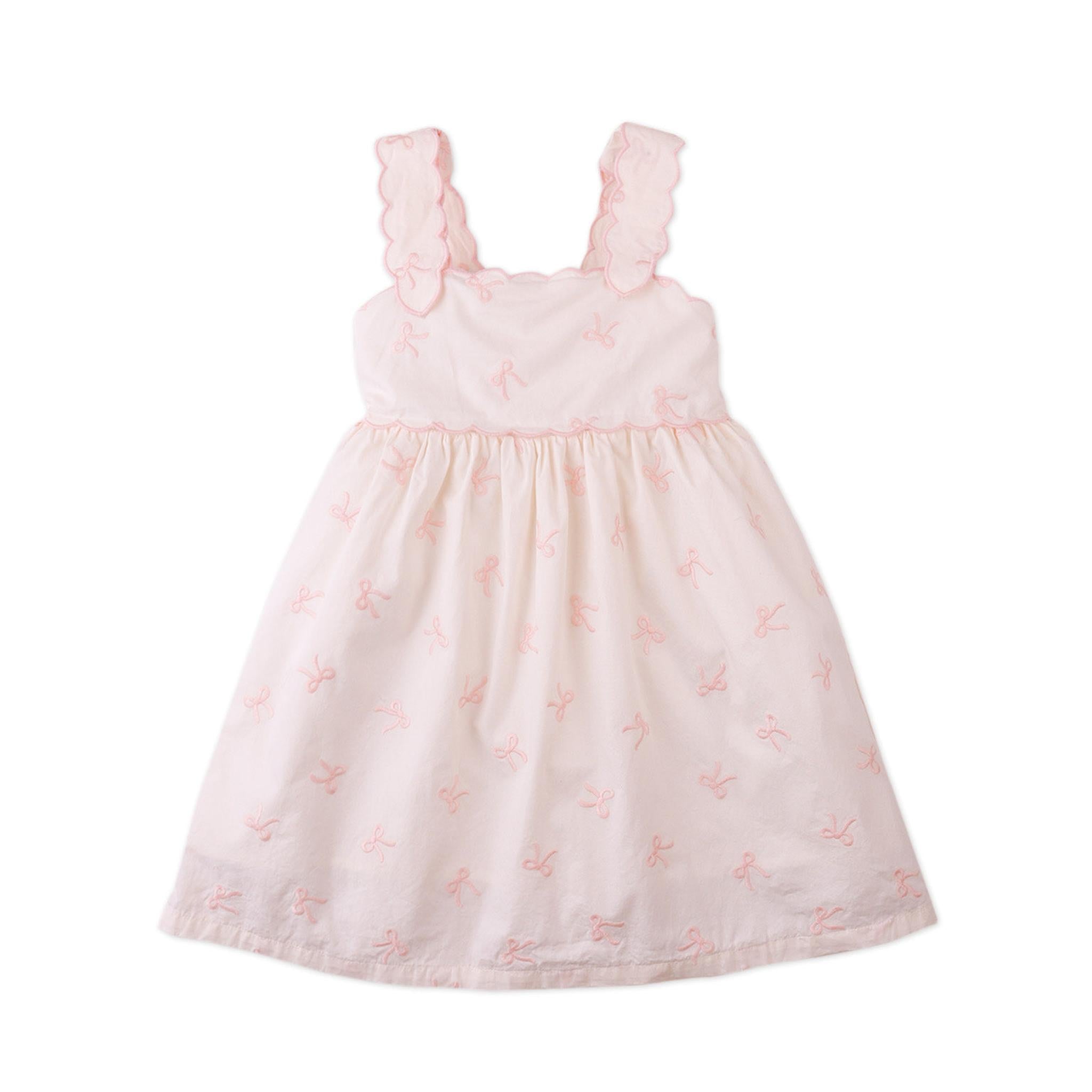 KARA POPLIN DRESS WITH A SCALLOPED TOP & TIE STRAPS