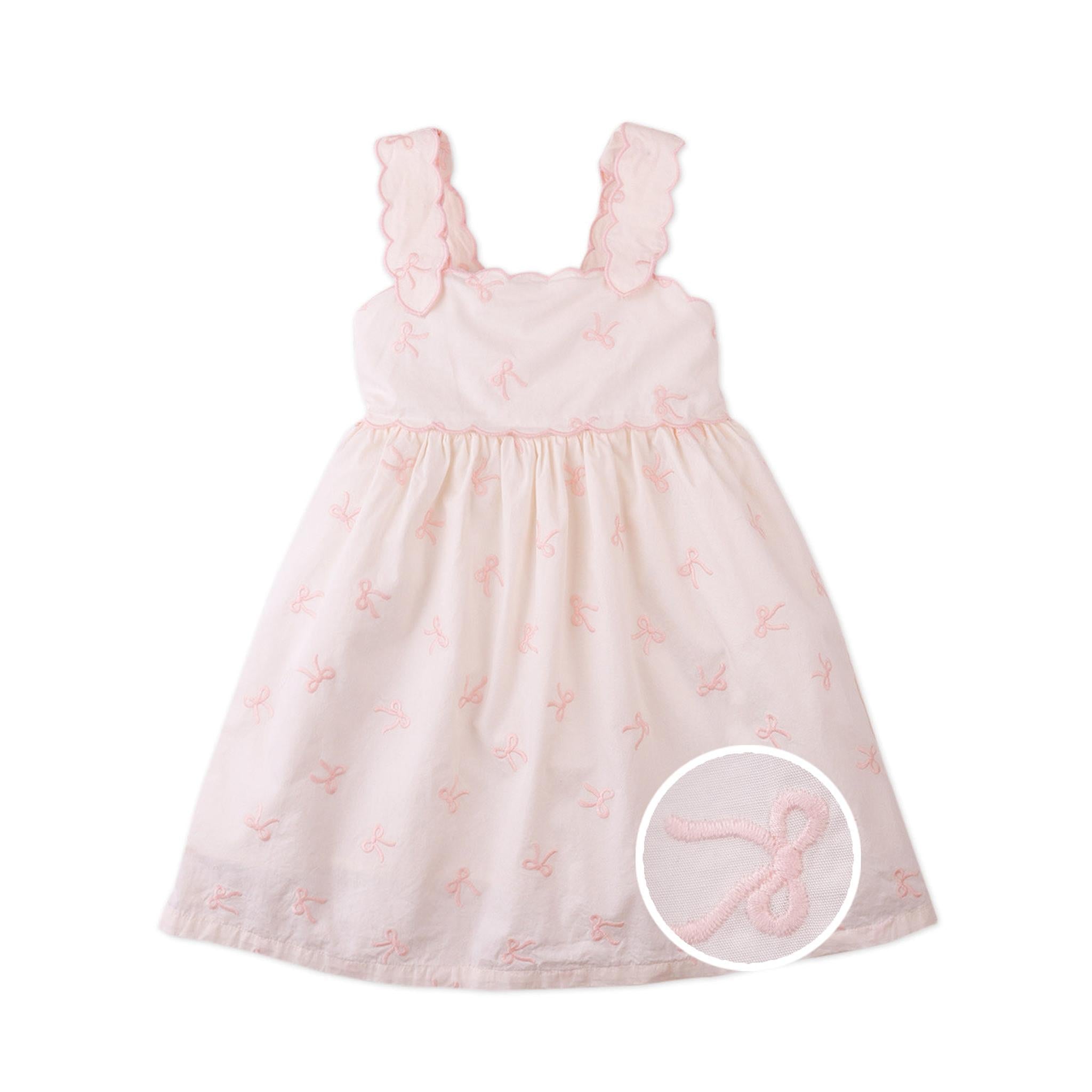 KARA POPLIN DRESS WITH A SCALLOPED TOP & TIE STRAPS