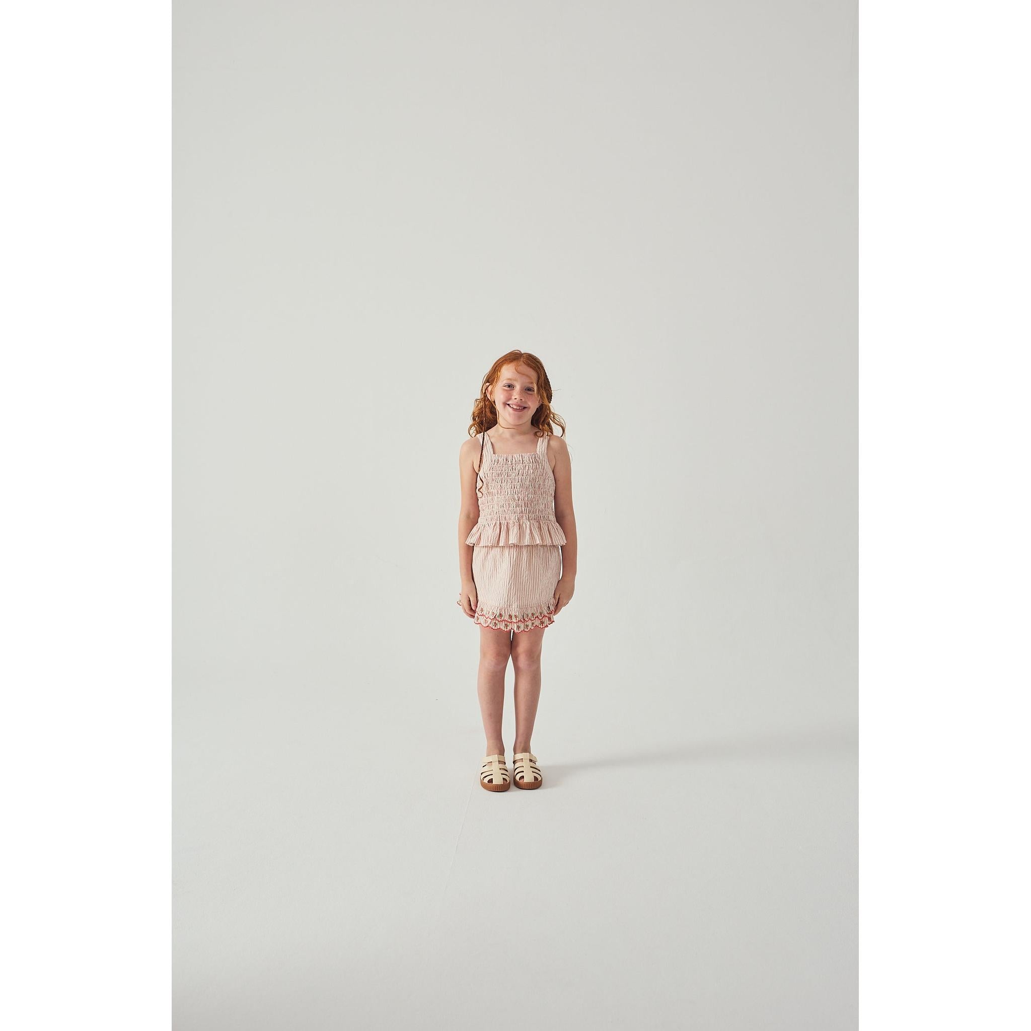JOSEPHINE PEPLUM AND REMI RUFFLED HEM SKORTS WITH BOTANICAL EMBROIDERY