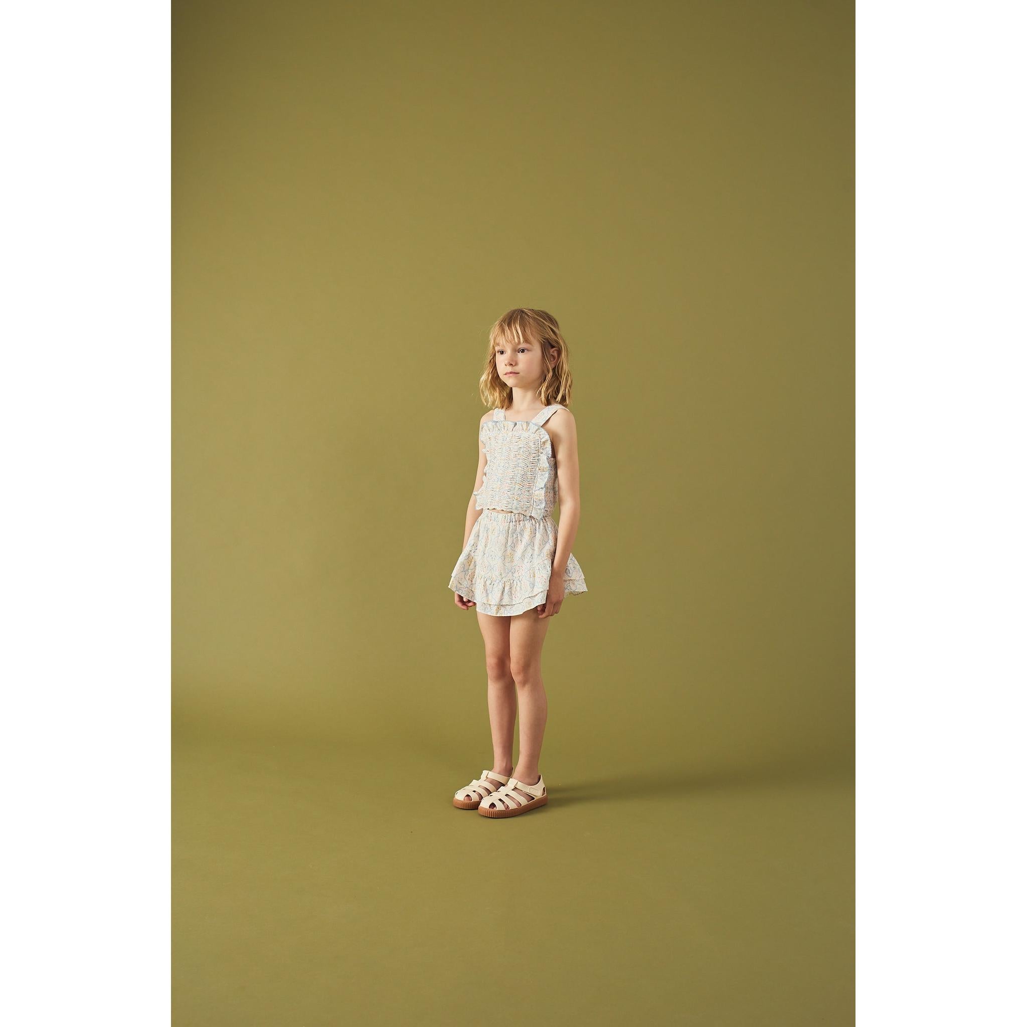 MARTINA TRELLIS PRINT SMOCKED TOP WITH WIDE STRAPS & SKORT SET