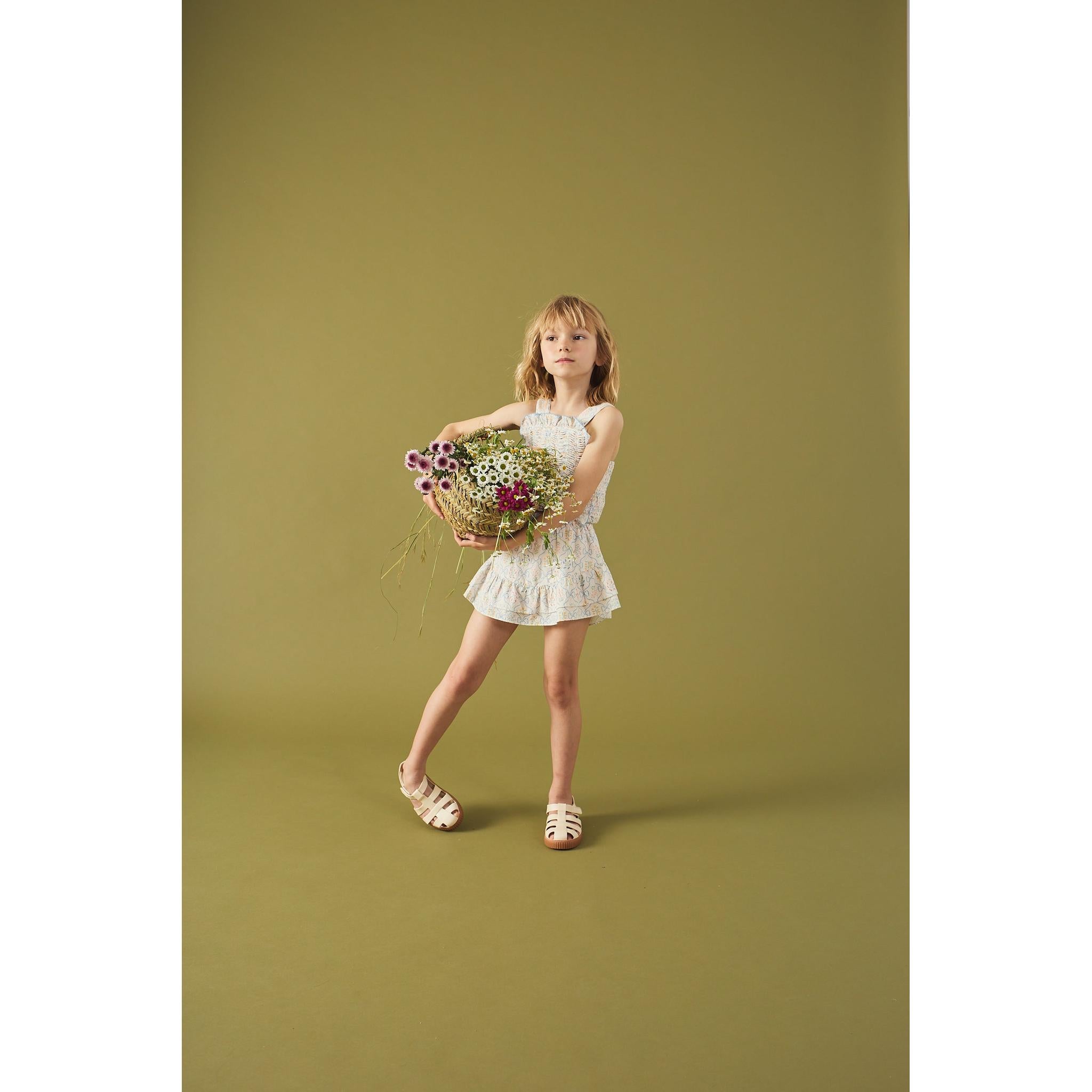 MARTINA TRELLIS PRINT SMOCKED TOP WITH WIDE STRAPS & SKORT SET