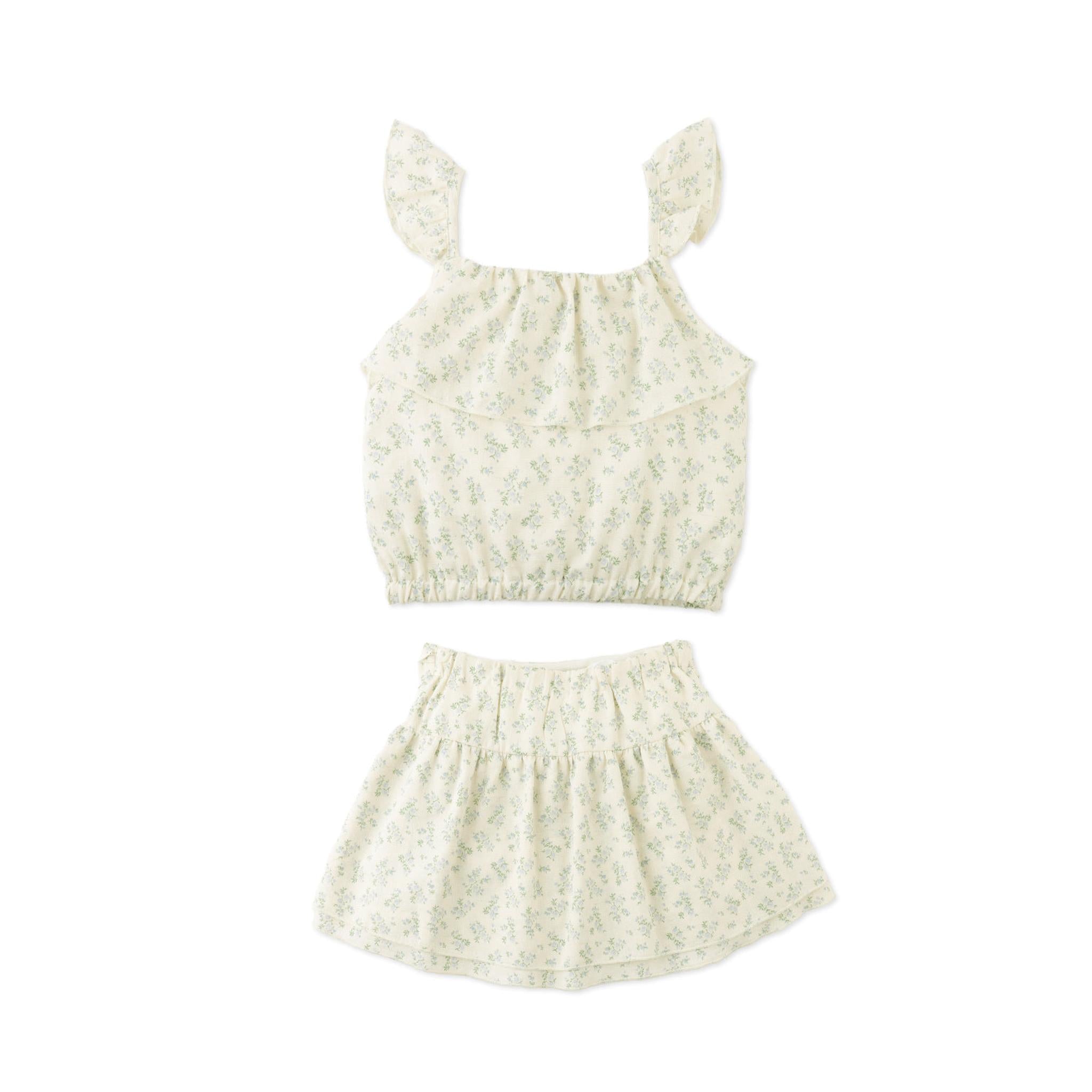 AMBESSA STRAPPY RUFFLED TOP & TIERED SKIRT SET