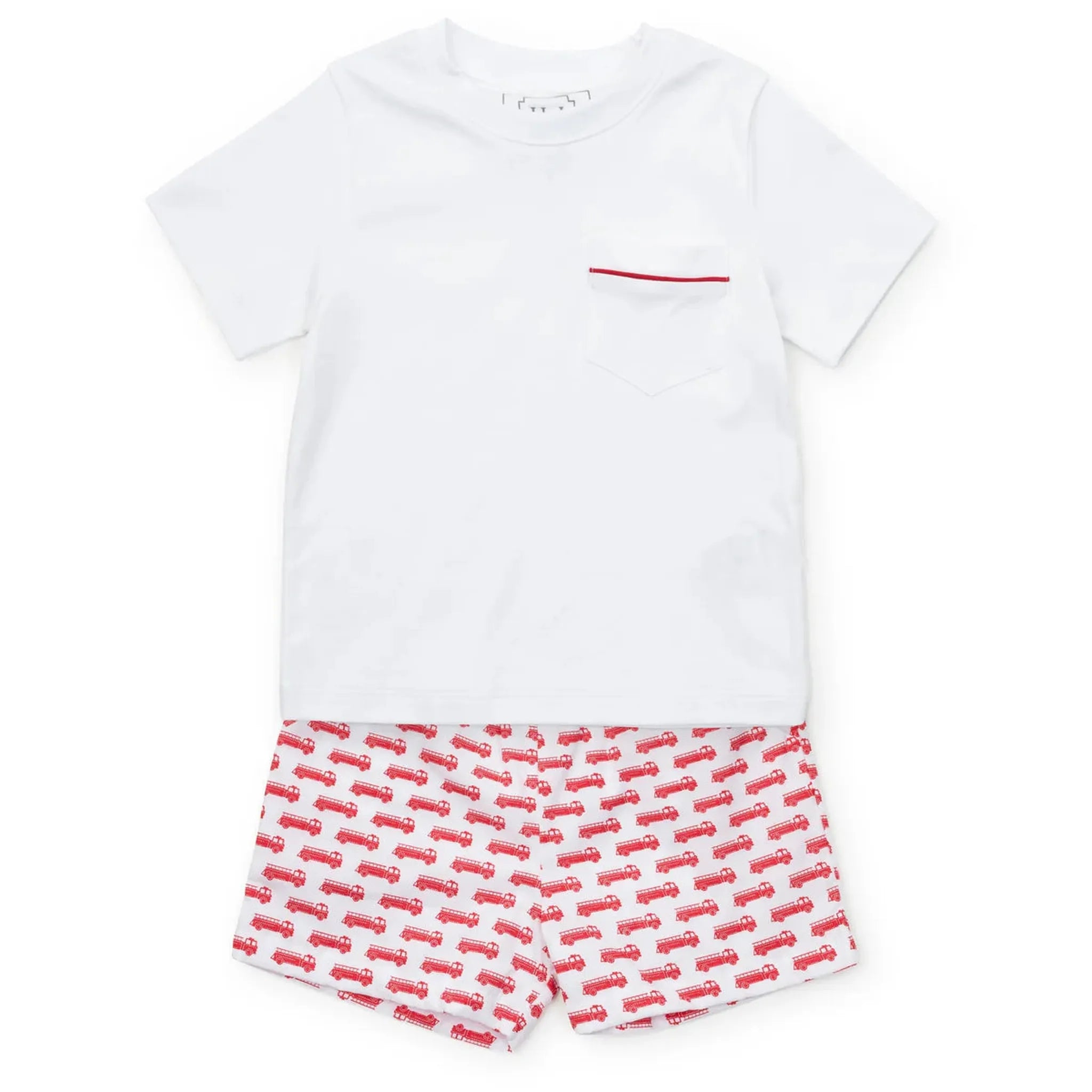 Hudson Boys' Short Set - Fire Truck Red