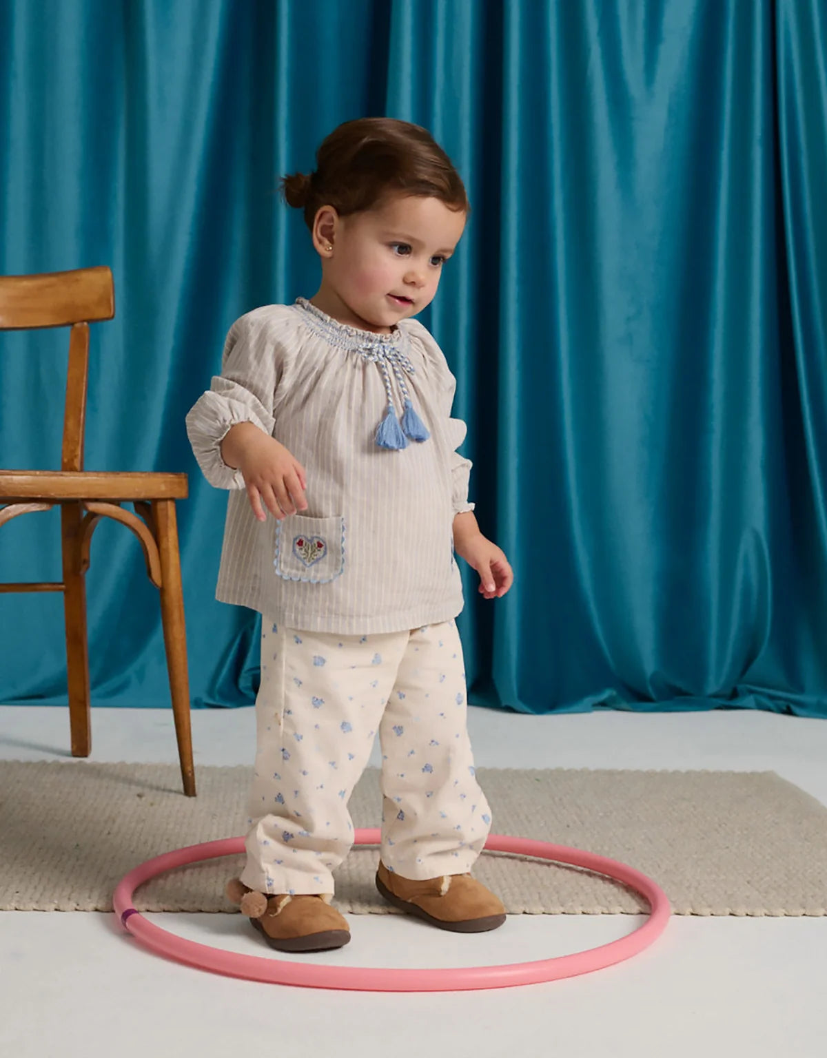 BABY RUTH STRIPED BLOUSE WITH CORDUROY PANT SET