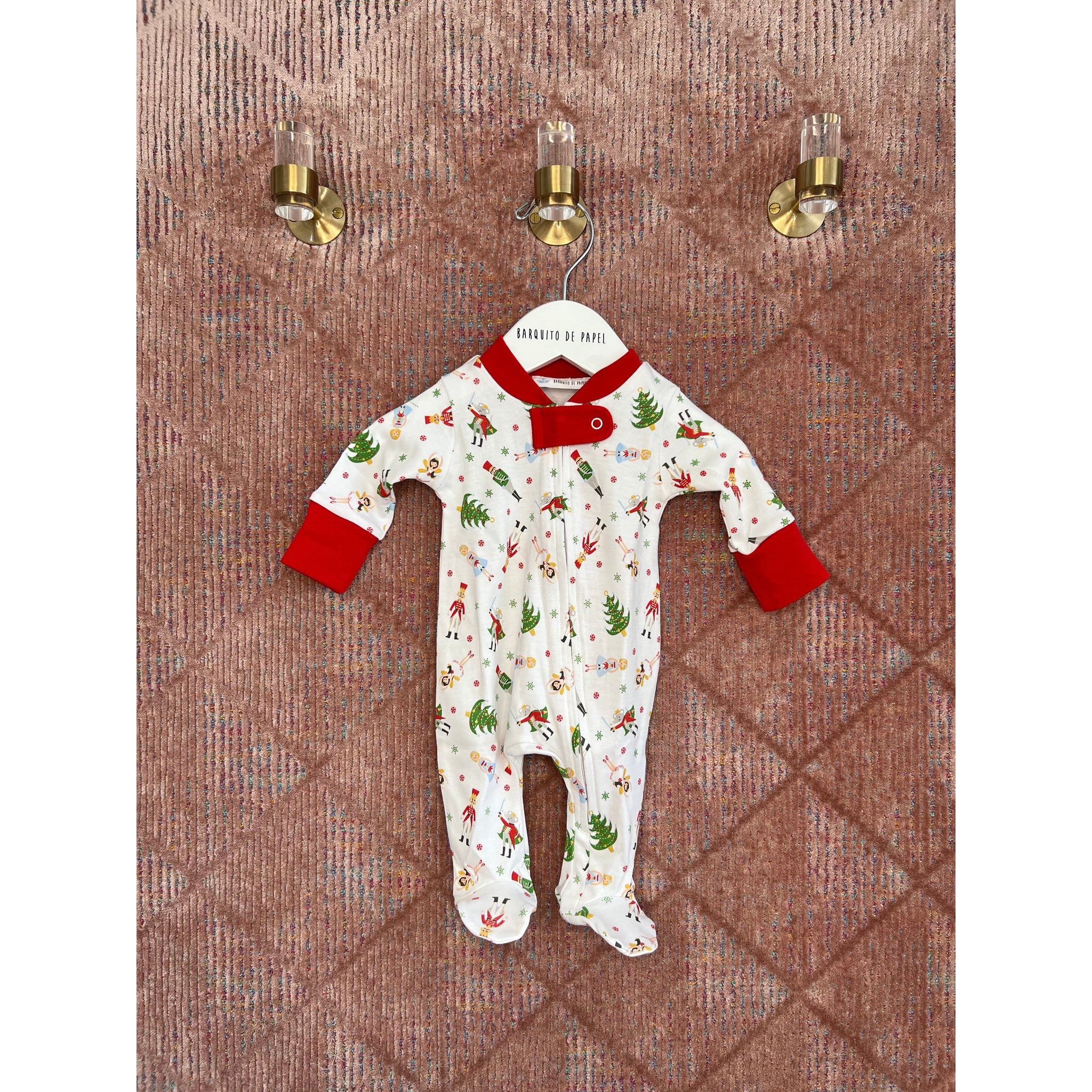 Nutcracker Pima Zipper Footie