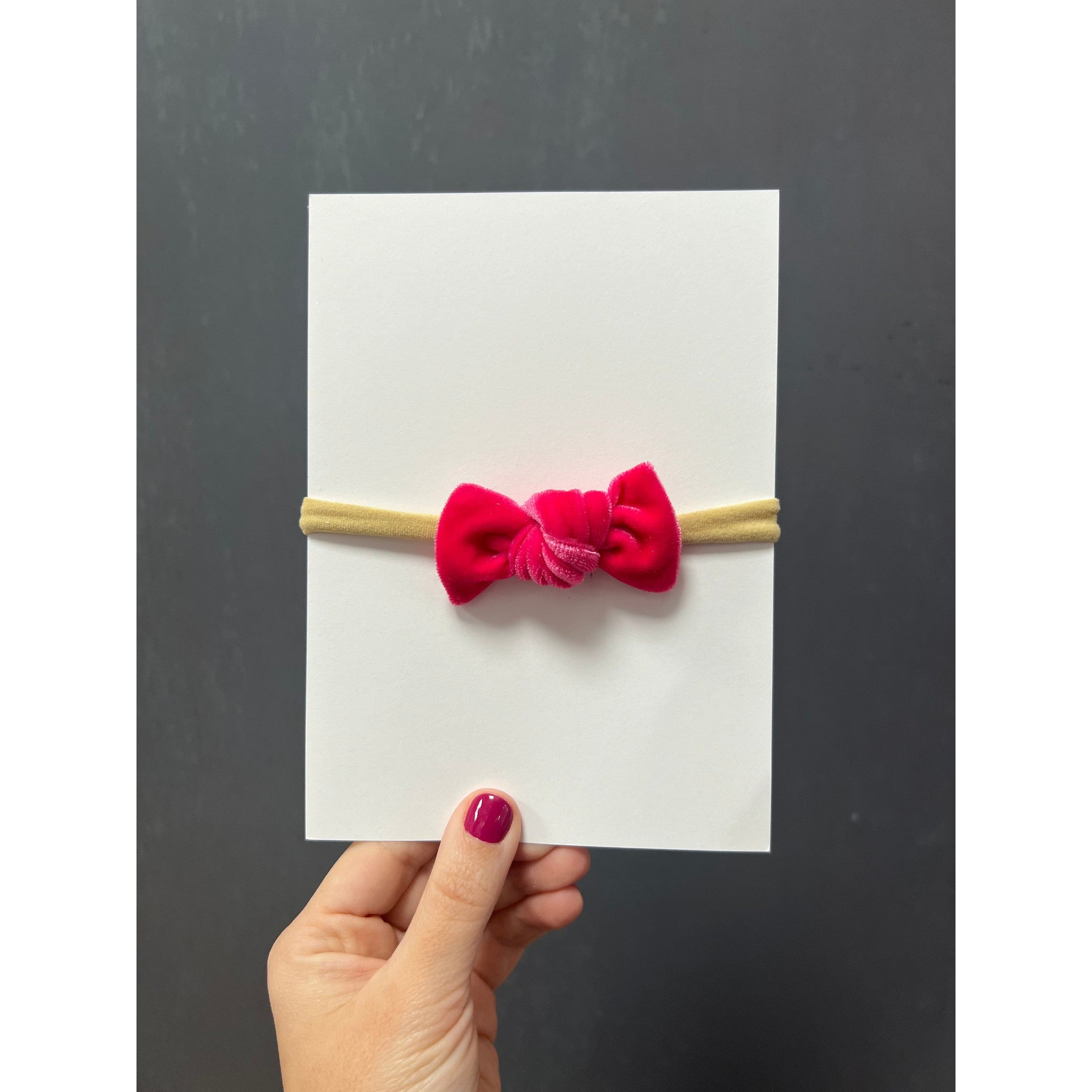 Valentines Velvet Mini Knot Bow Headband- Several Colors