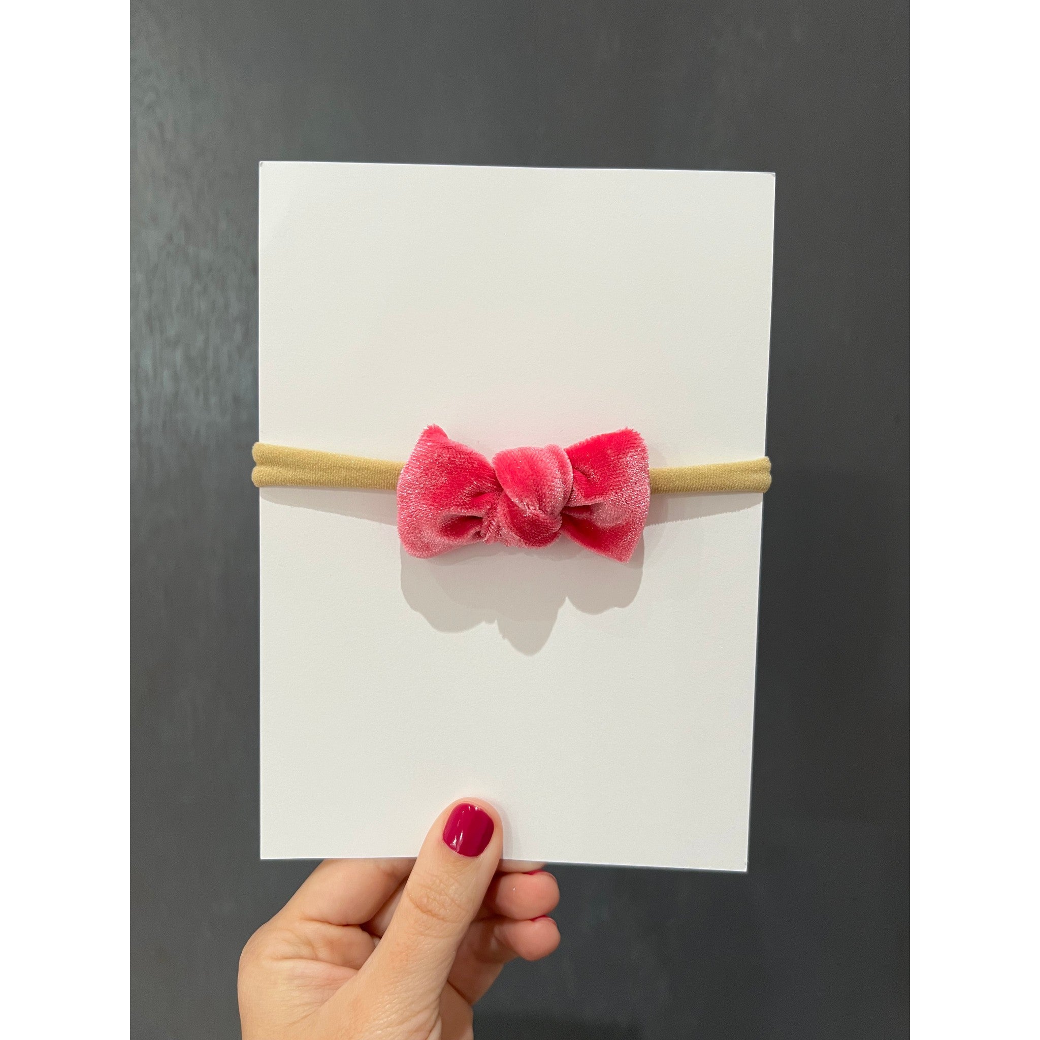 Valentines Velvet Mini Knot Bow Headband- Several Colors