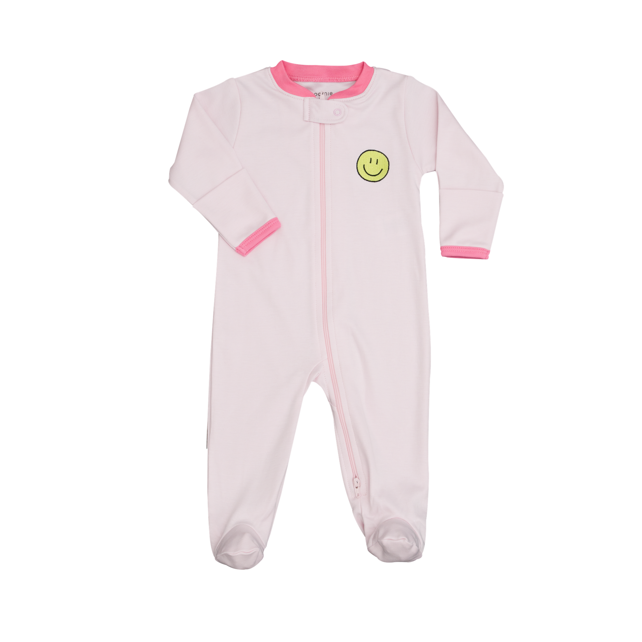 Happy Days Zipper Footie in Pink