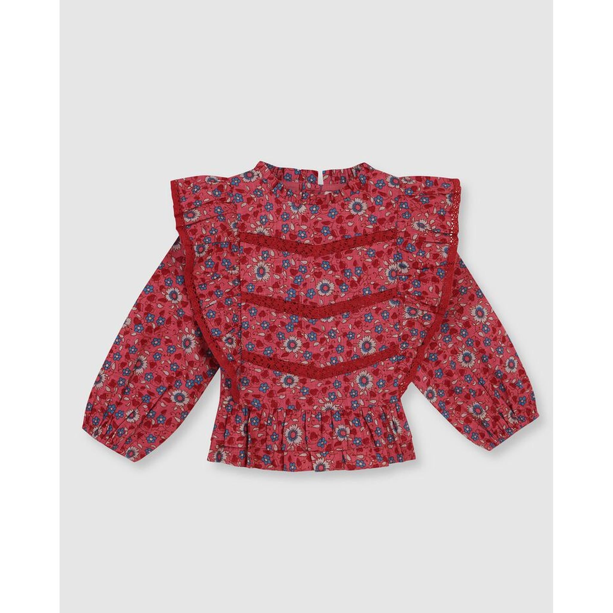Camisa estampada de flores con tiras
