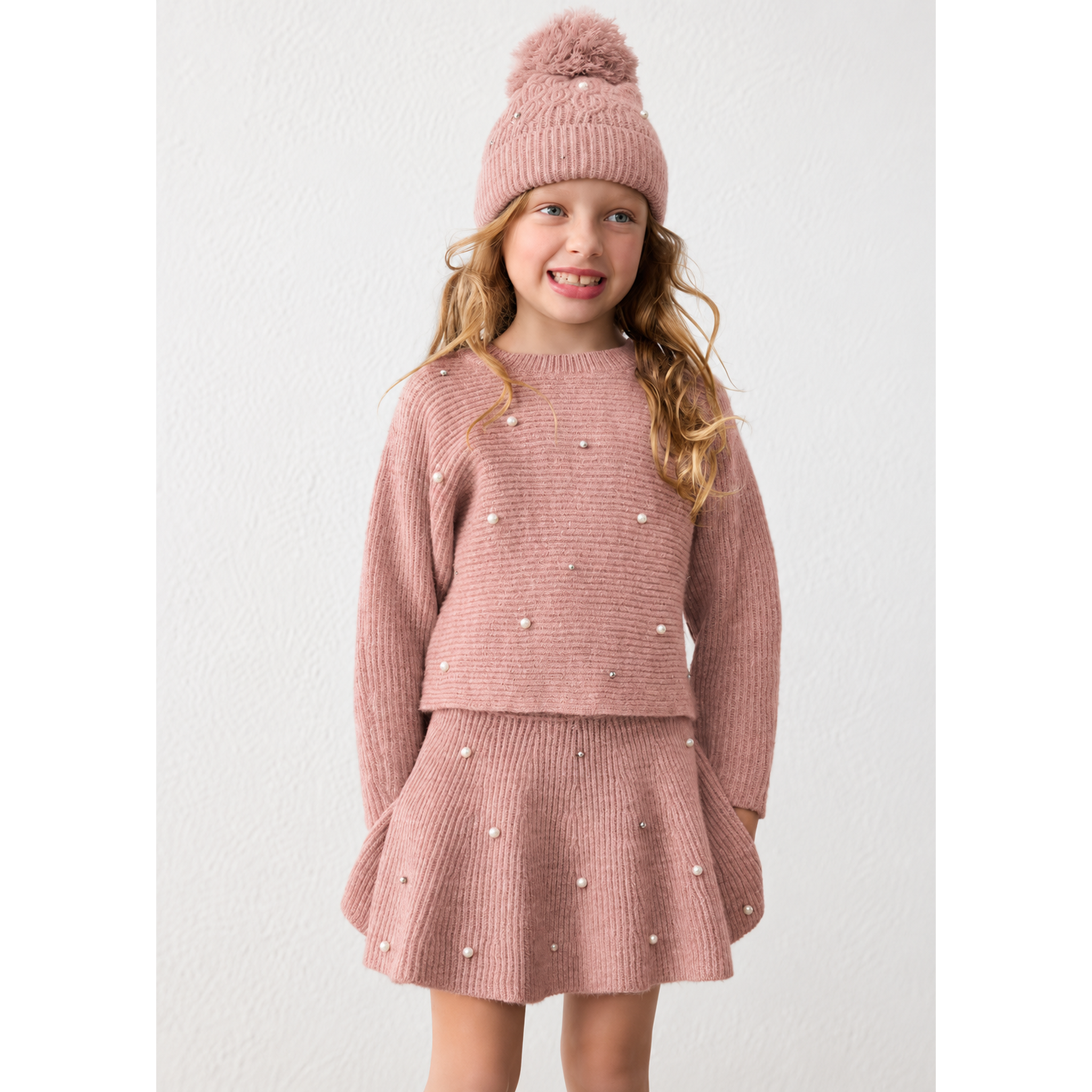 Girl Knit Sweater With Pearls