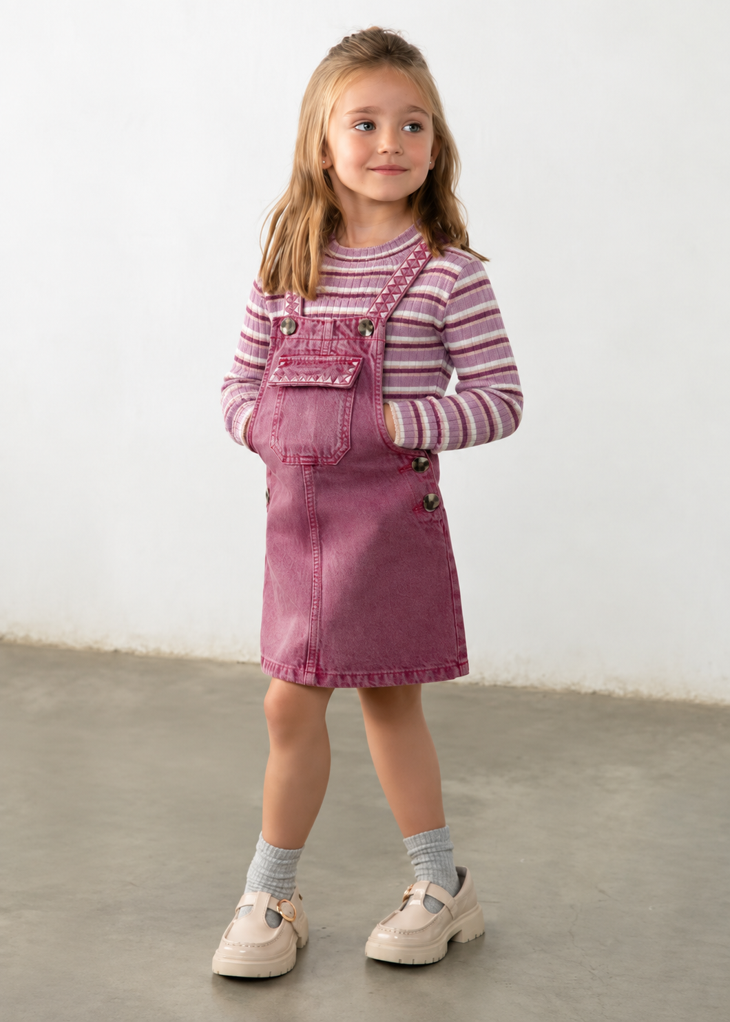 Girl Embroidered Overall Skirt
