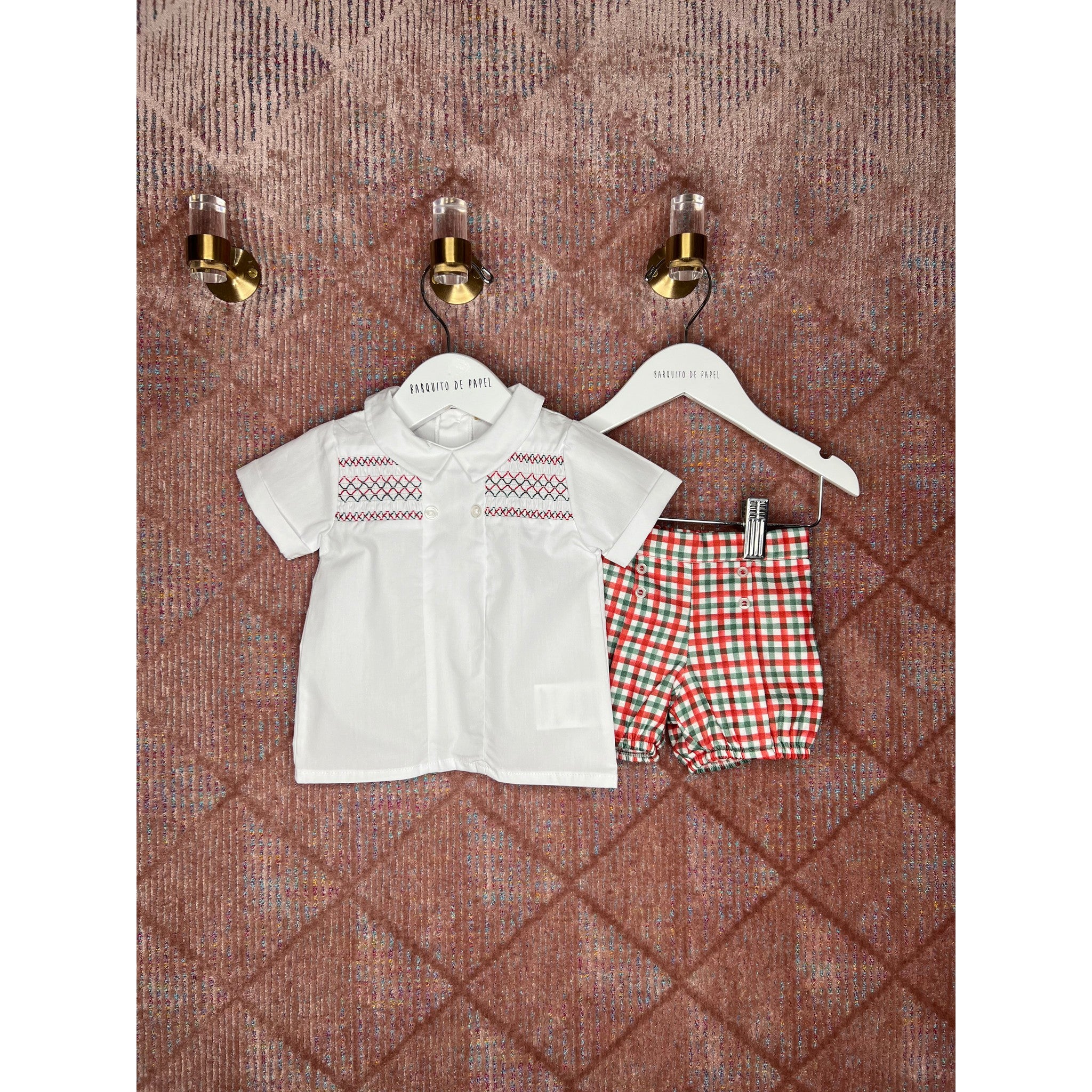 Tartan Smocked Bloomer Set