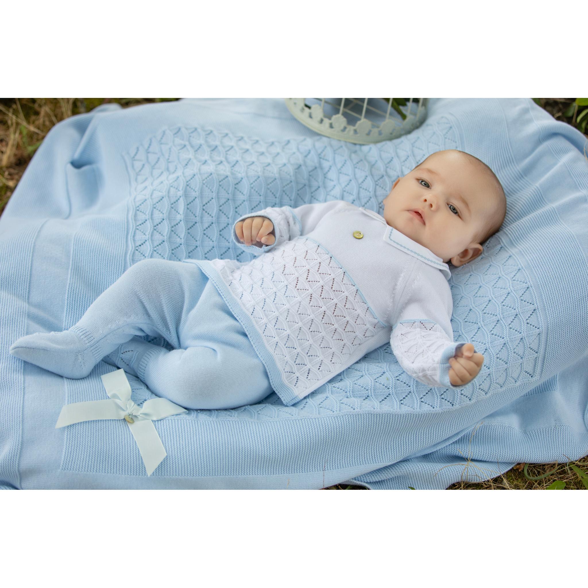 Blue KNitted Newborn Set