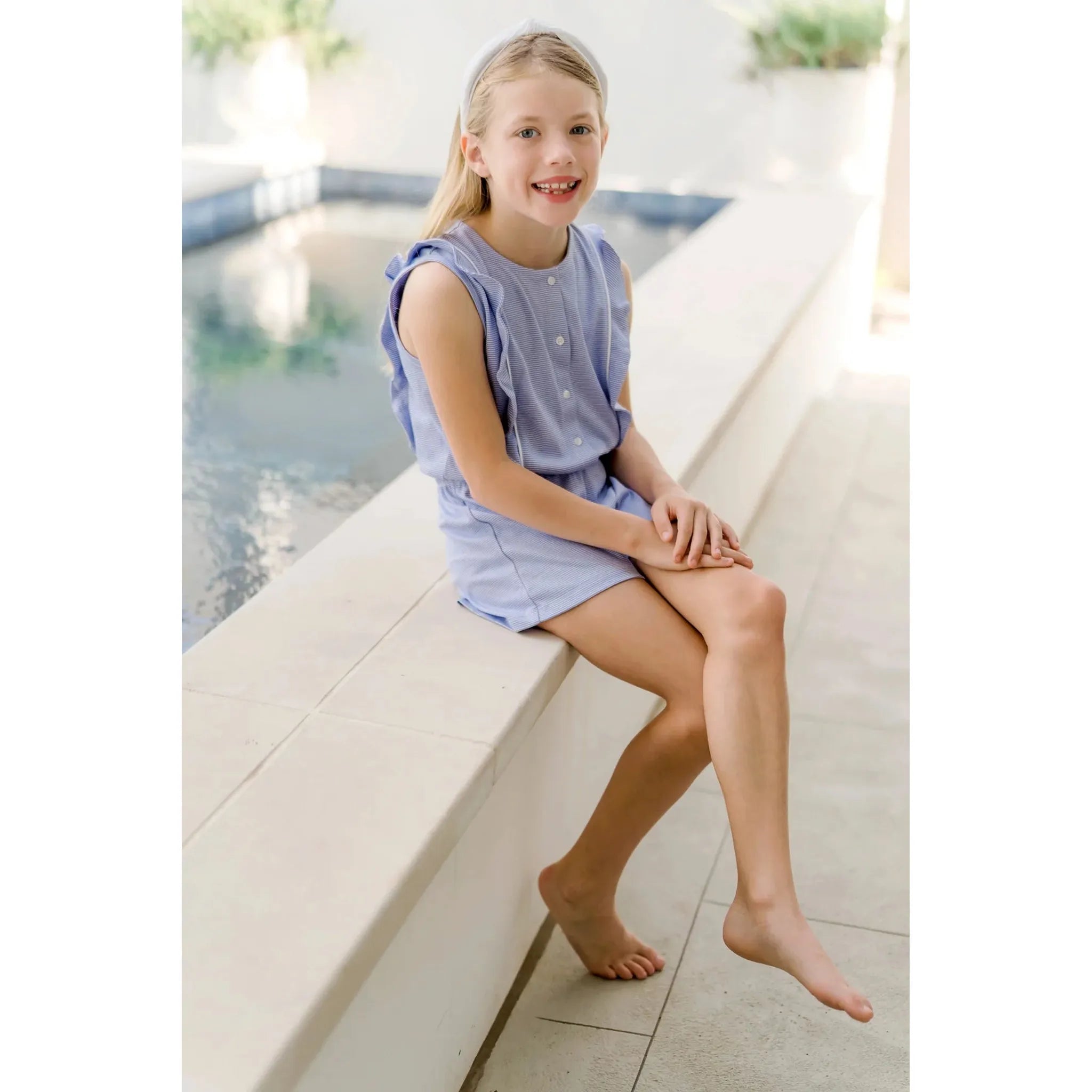 Lola Romper - Blue Stripes