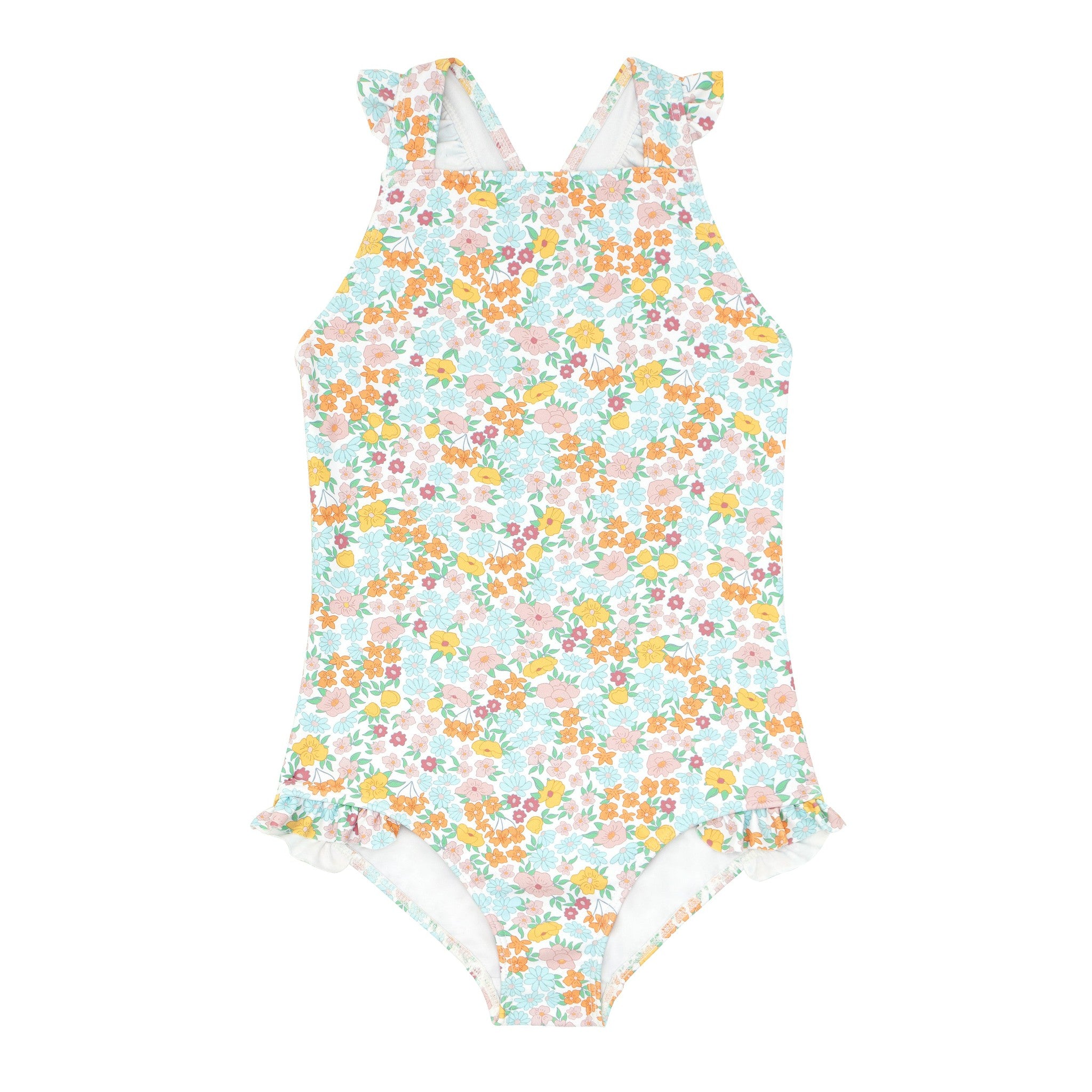 girls hawaiian floral crossover one piece