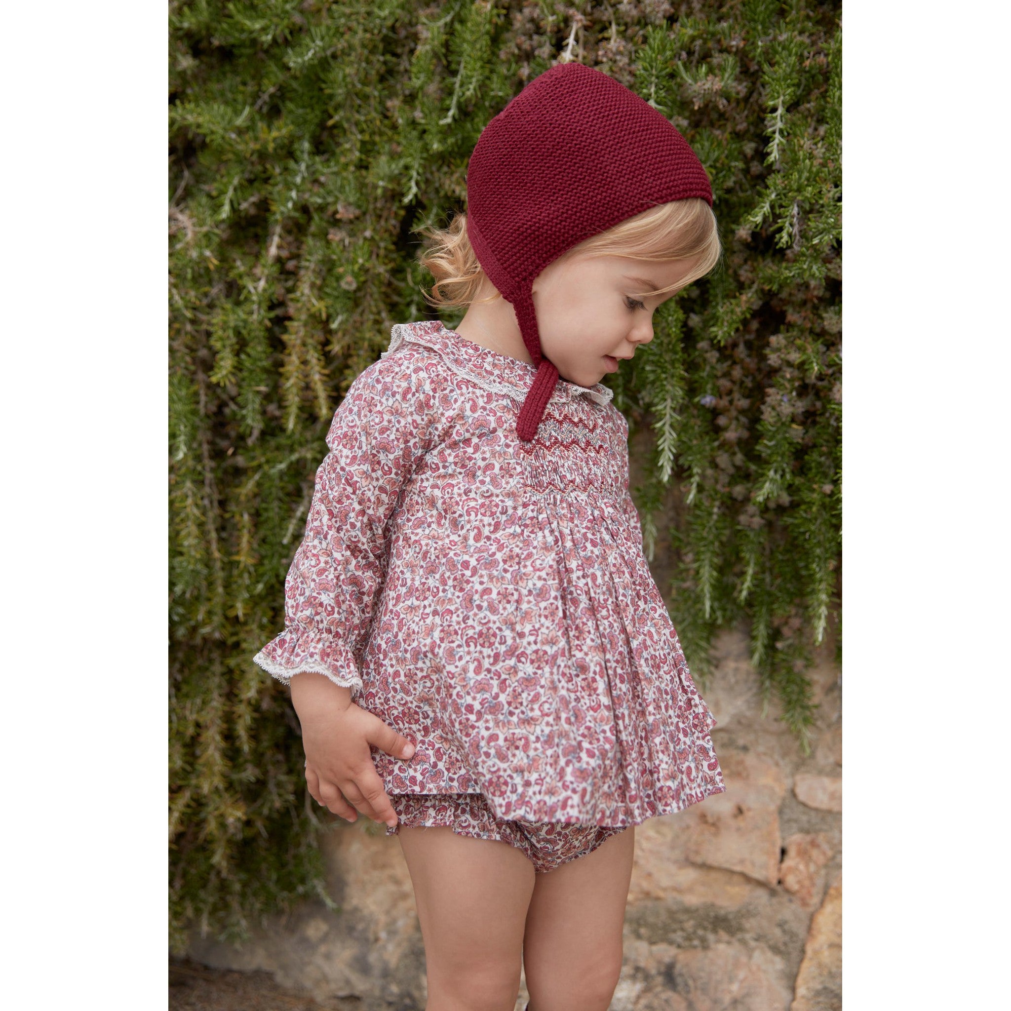 Bordeaux Hand Smocked Bloomer Set