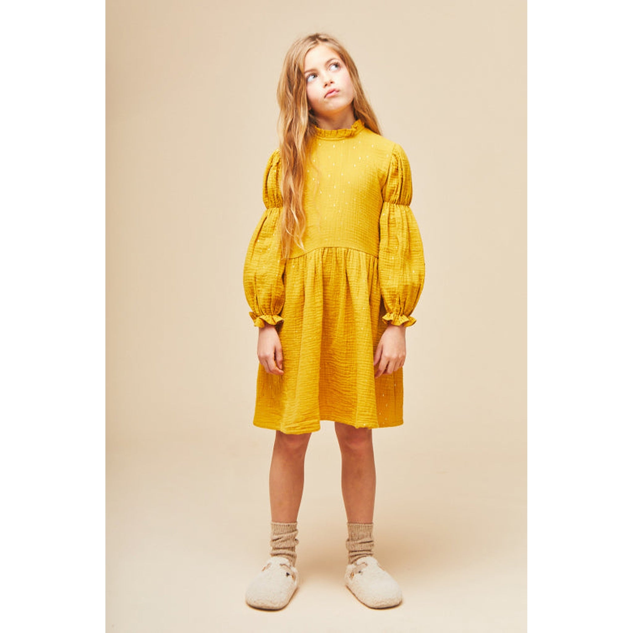 Emilie Muslin Dress - Mustard